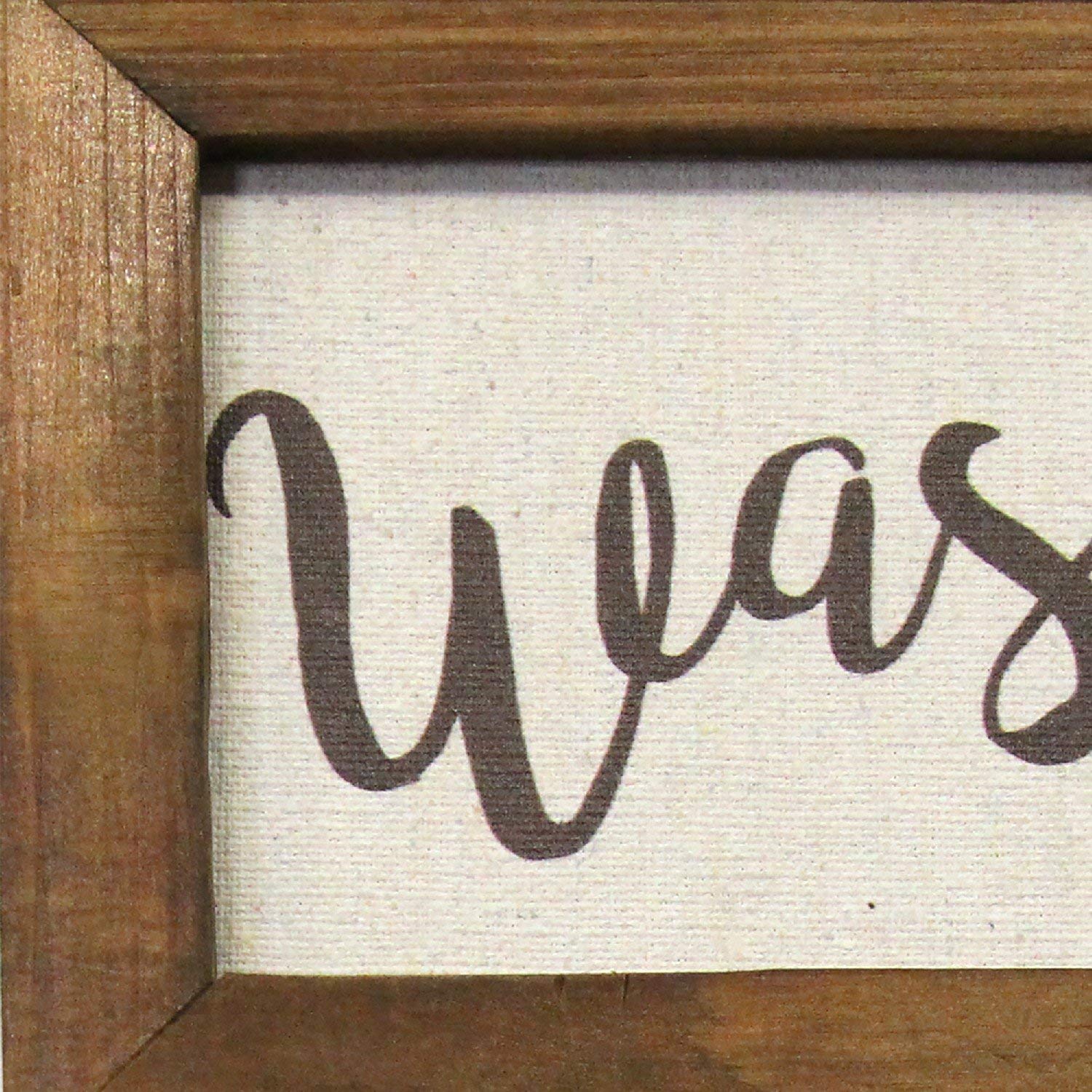 Set Of 3 Linen Bathroom Rules Wood Framed Wall Art