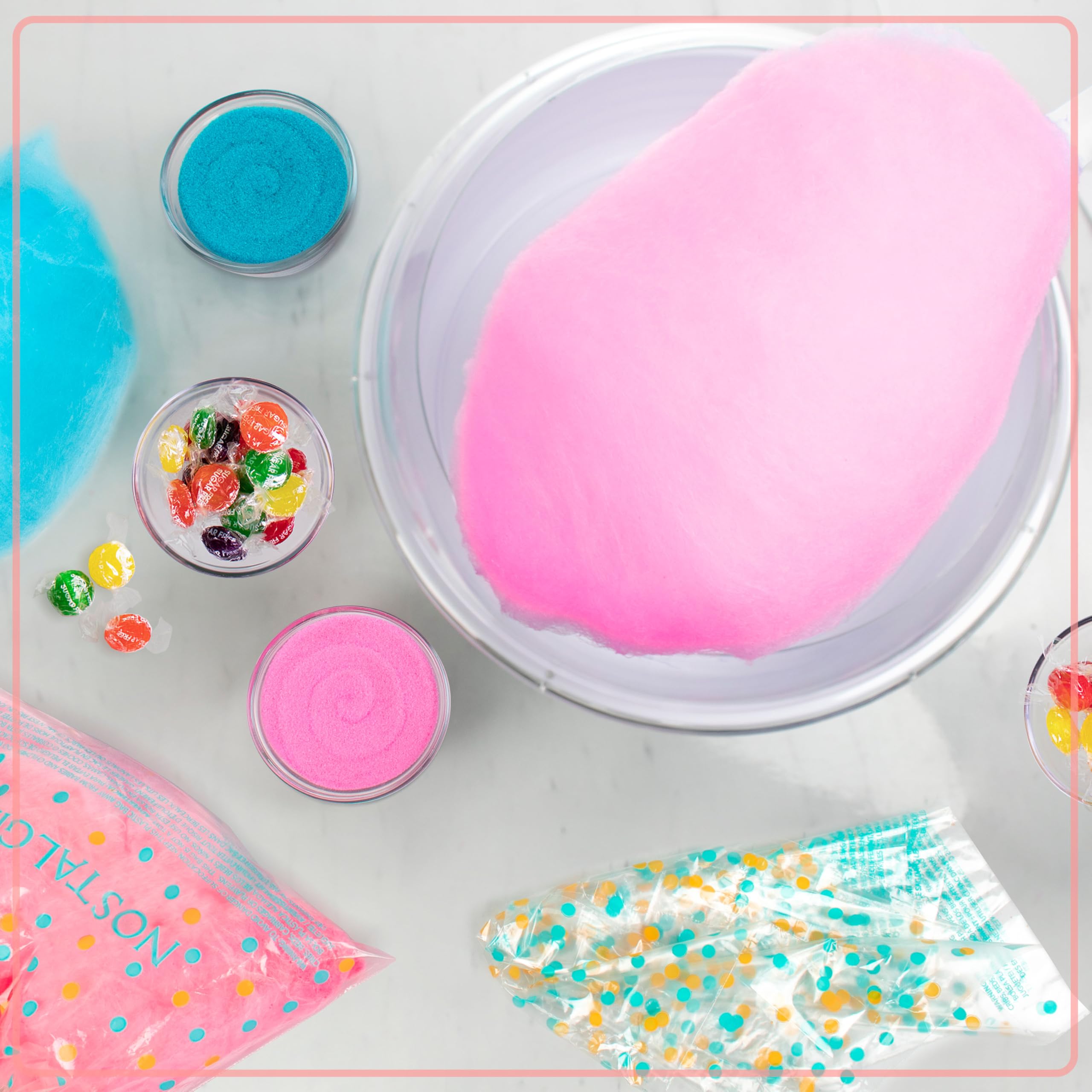Nostalgia Cotton Candy Machine - Retro Cotton Candy Machine For Kids With 2 Reusable Cones, 1 Sugar Scoop, And 1 Extractor Head