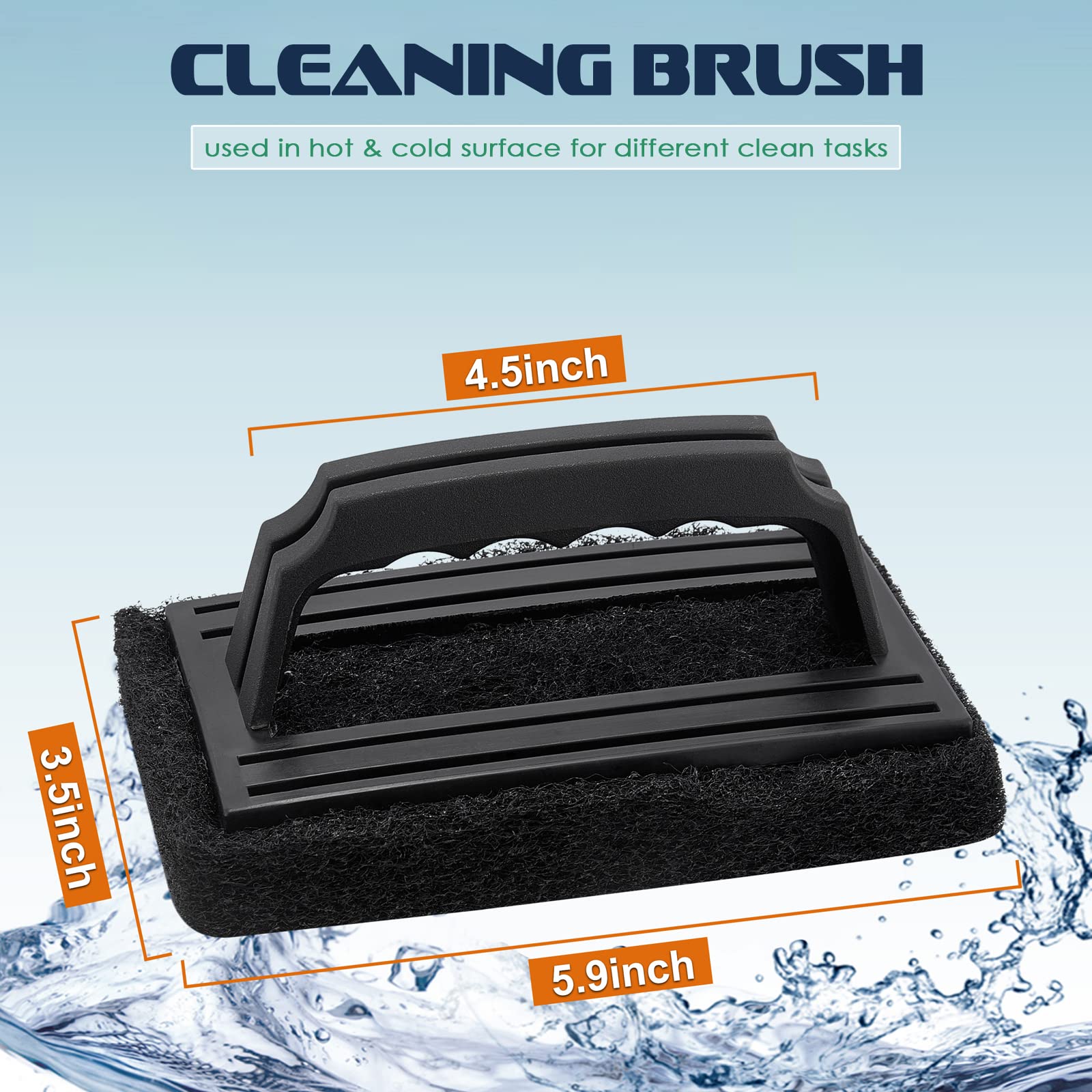 Griddle Cleaning Kit 4Pcs, Hasteel Griddle Scouring Pad Cleaner With Handle, Heavy Duty Flat Top Grill Cleaning Brush For Hot &