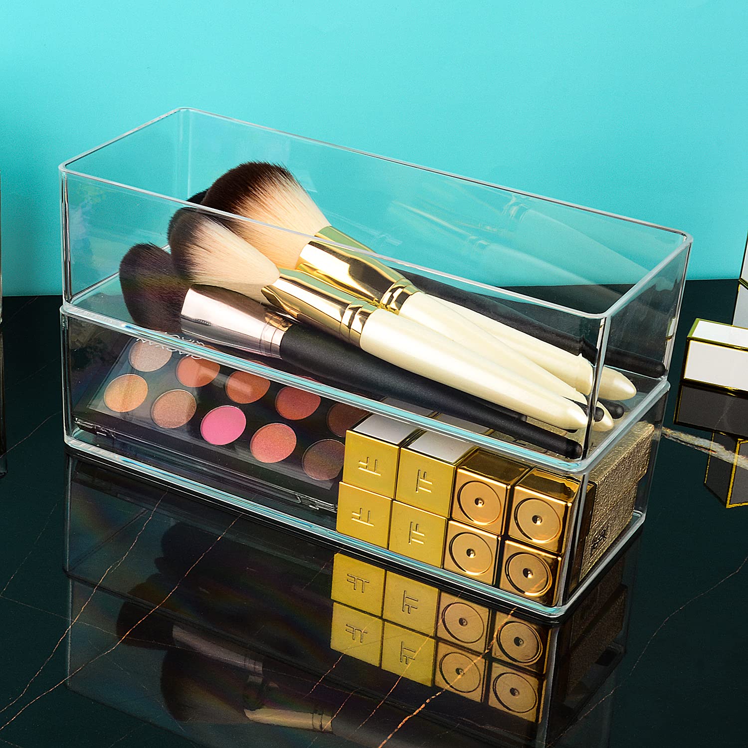 JessLab toothbrush Drawer organizer  Acrylic Stackable drawer Organizer  Makeup Organizer for Vanity  Countertop  Bathroom  Kitchen and Cabinet Storage  Designed in New York