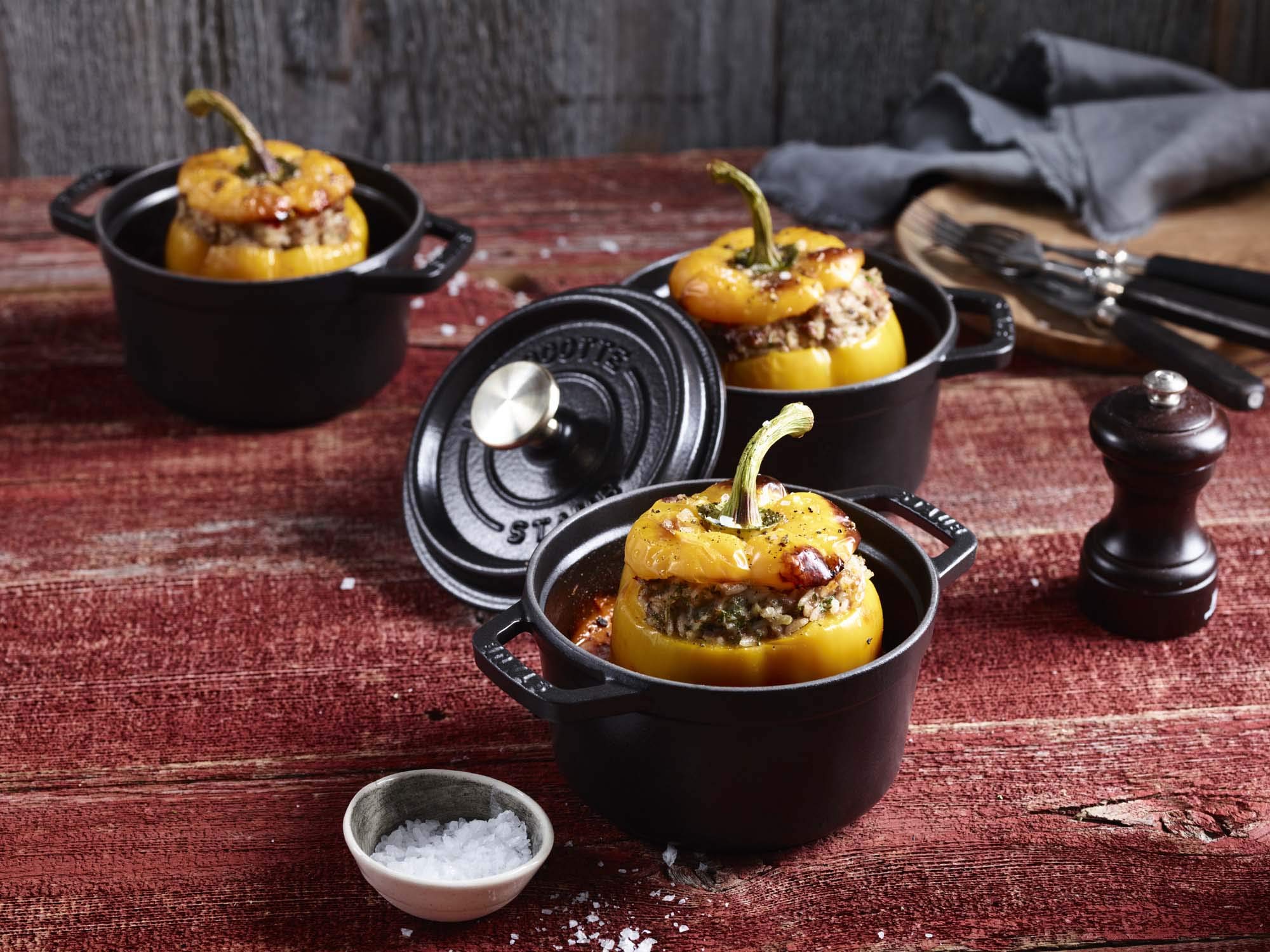 Staub Cast Iron Dutch Oven 0.75-Qt Round Cocotte, Made In France, Serves 1, Matte Black