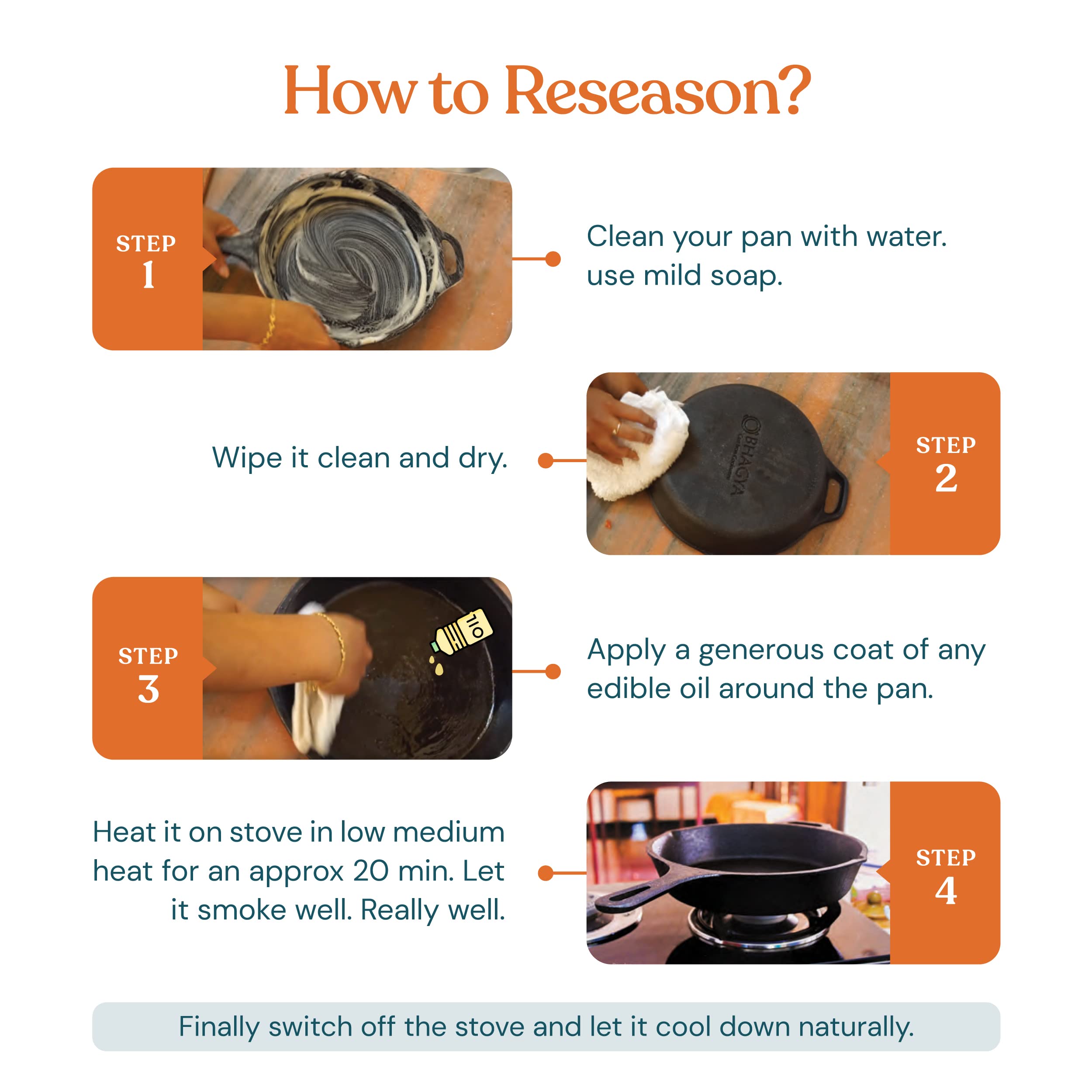 Bhagya Cast Iron Cookware, Preseasoned Cast Iron Tawa For Dosa/Roti/Chappati On Gas And Induction | Naturally Non-Sticky Cookwar