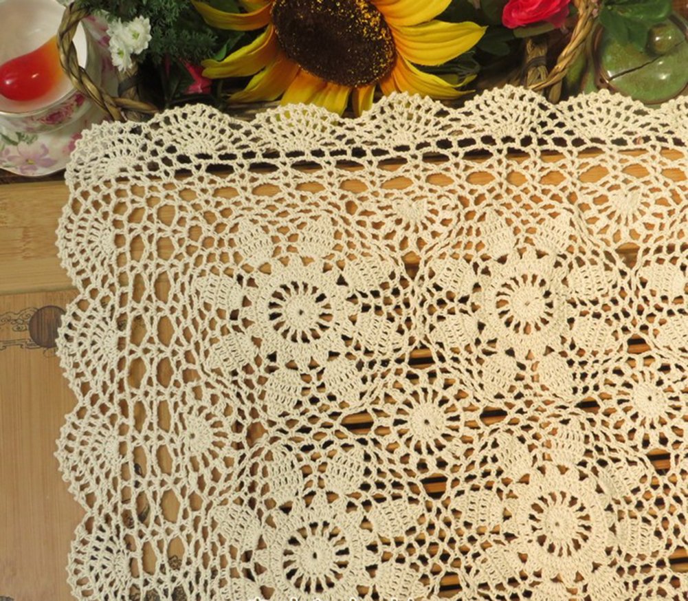 Laivigo Handmade Crochet Lace Table Cloth Doilies Doily,Rectangle,20 X 24 Inch,Beige