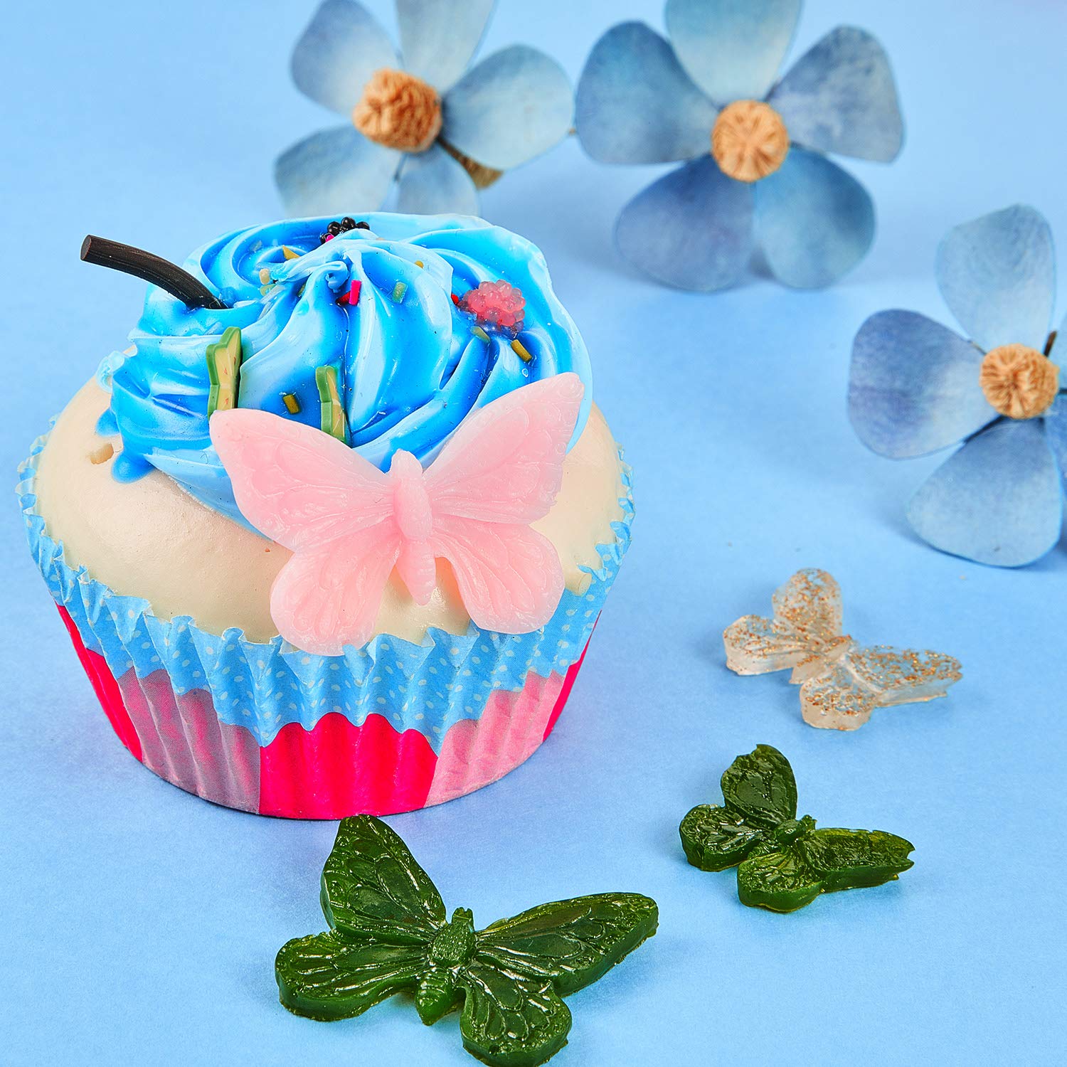 2 Pieces Butterfly Silicone Molds Mini Butterfly Fondant Cake Baking Mold Cupcake Decoration Tool Butterfly Shaped Chocolate Tra