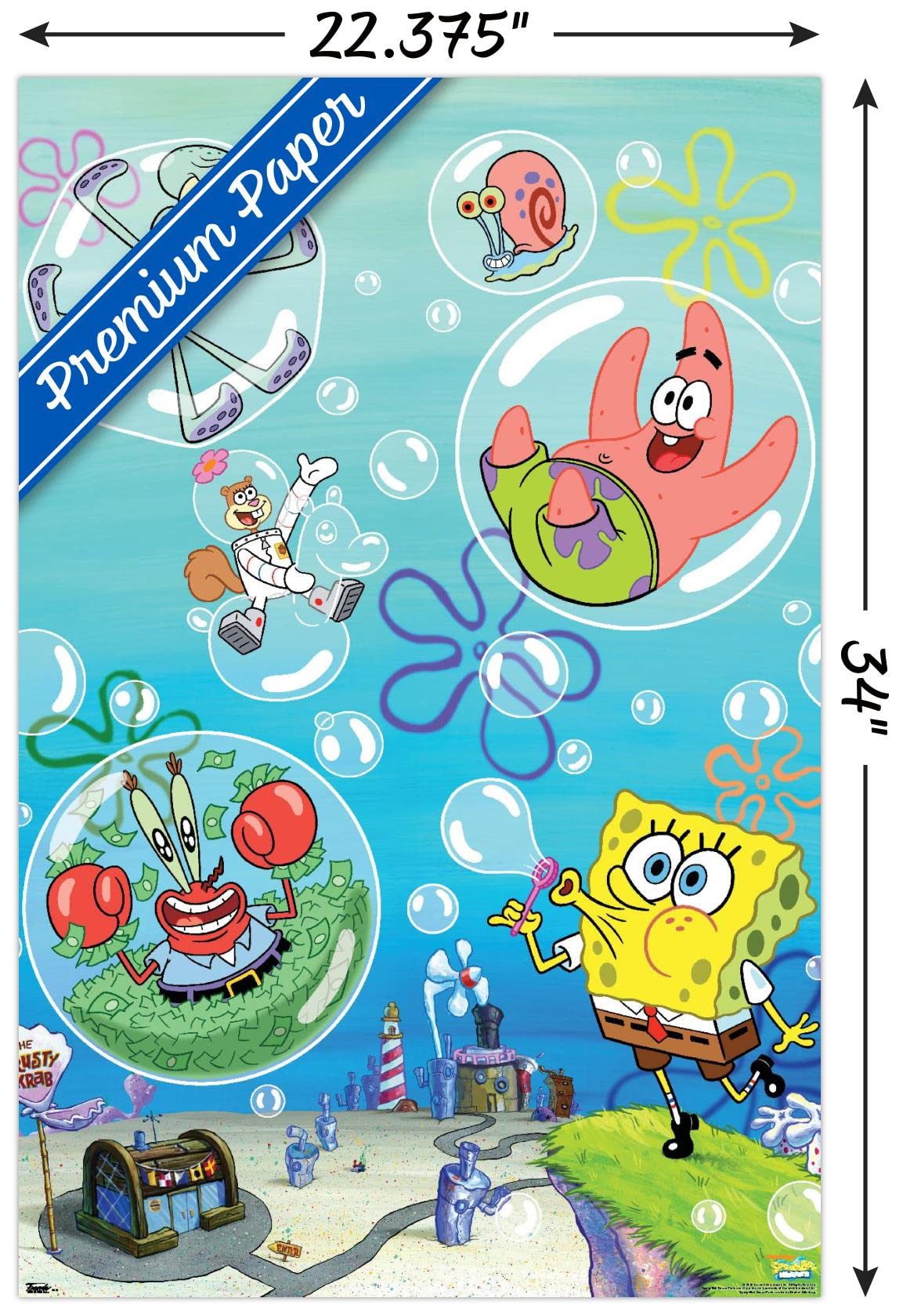 Trends International Nickelodeon Spongebob Squarepants - Bubbles Wall Poster, 22.375'' X 34'', Premium Unframed Version