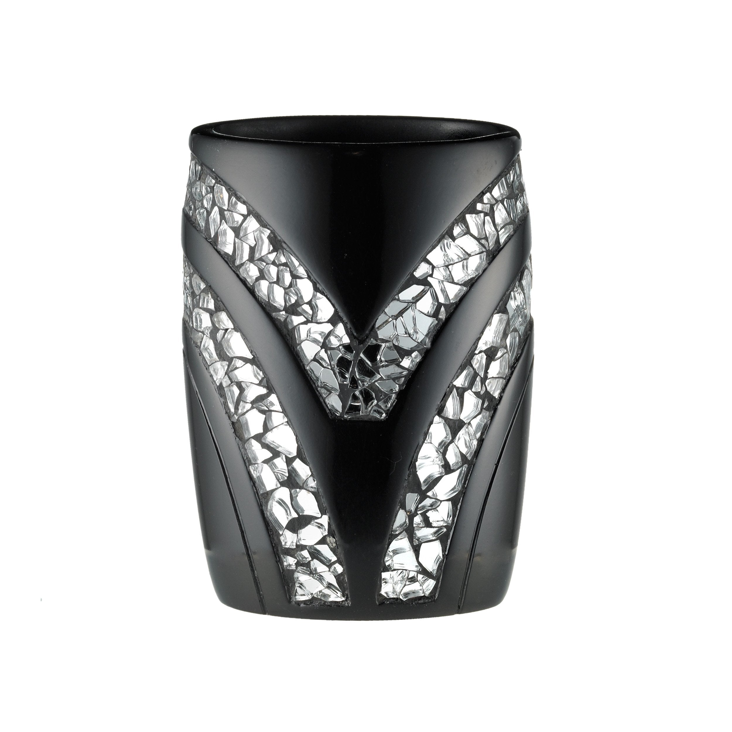 Zahari Home Sinatra Bath Tumbler Toothbrush And Toothpaste Holder Makeup Brushes Organizer, Black