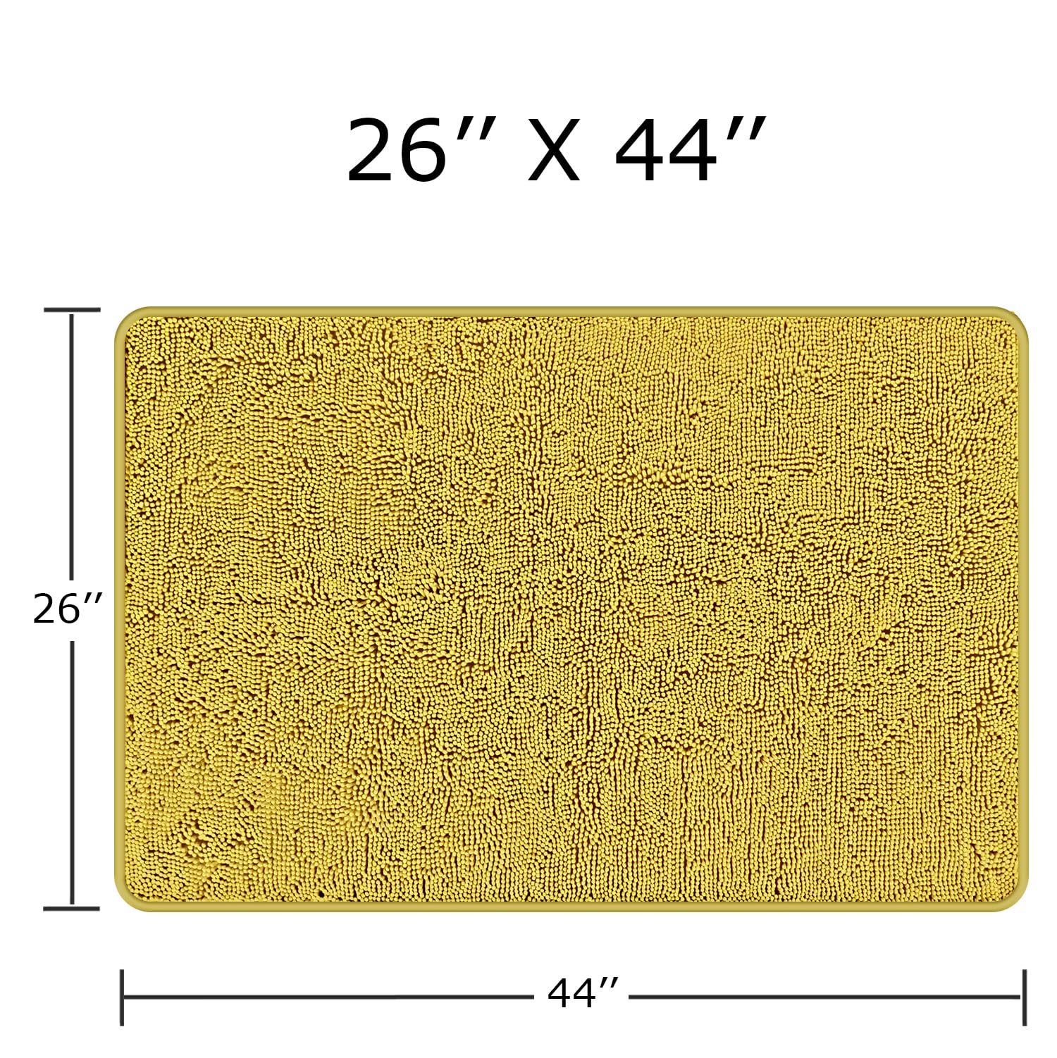 Pureswan Mustard Bathroom Rugs - Absorbent And Washable Bath Mat, Non-Slip, Thick Soft Chenille Bath Rugs For Bathroom Floor, Sh