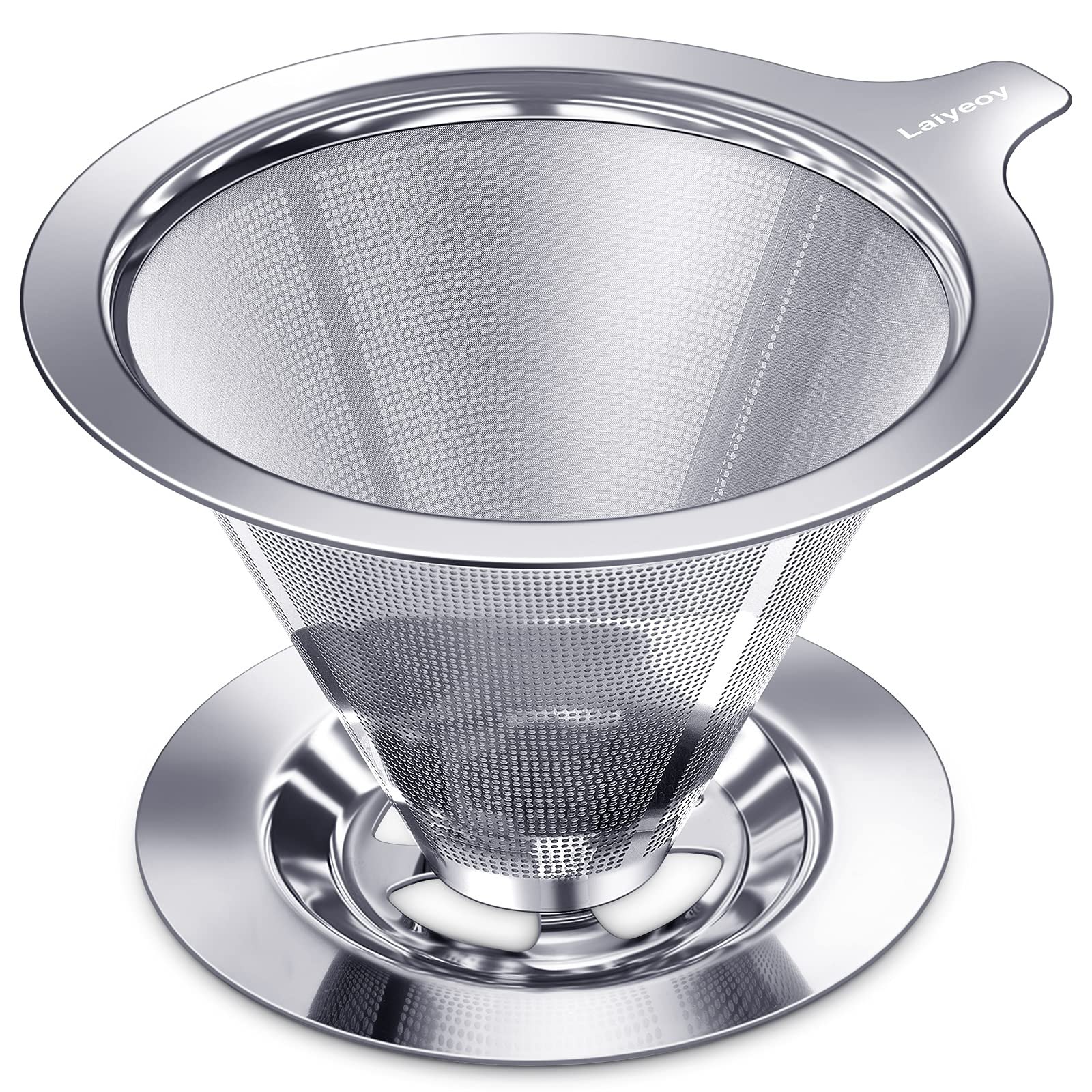 Laiyeoy Pour Over Coffee Dripper, Slow Drip Paperless Coffee Filter, Stainless Steel Pour Over Coffee Maker For Single Cup Brew,
