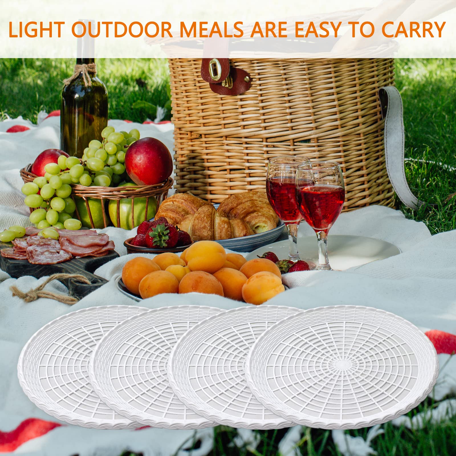 EBIGIC Paper Plate Holders  8 Packs 10 Inch paper plate holders reusable white Plastic Heavy Duty supports for Picnic Party Dinner