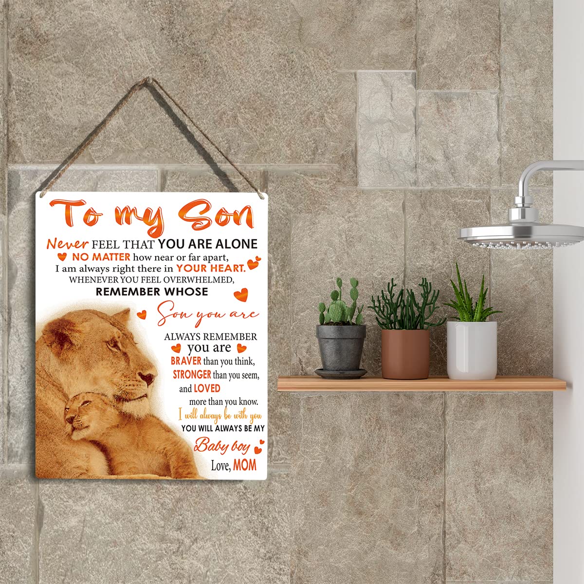 To My Son Wooden Hanging Sign from Mom Son Gifts Family Wall Decor for Bedroom Living Room Birthday Christmas Thanksgiving Gifts