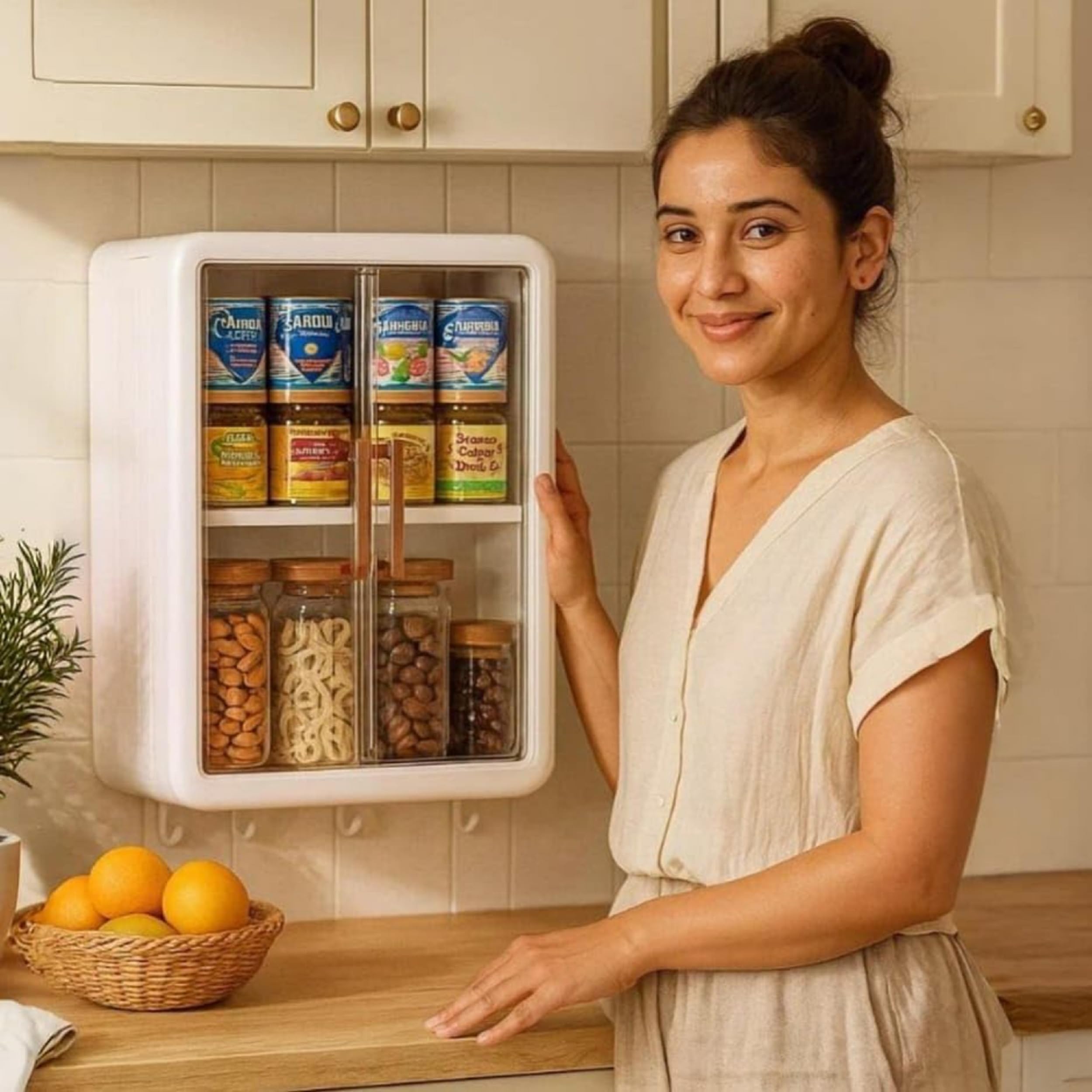 Homifly 3 Layer SelfAdhesive NoDrill Storage Cabinet For Kitchen/Organiser For Bathroom With Doors/Durable SpaceSaving Kitche