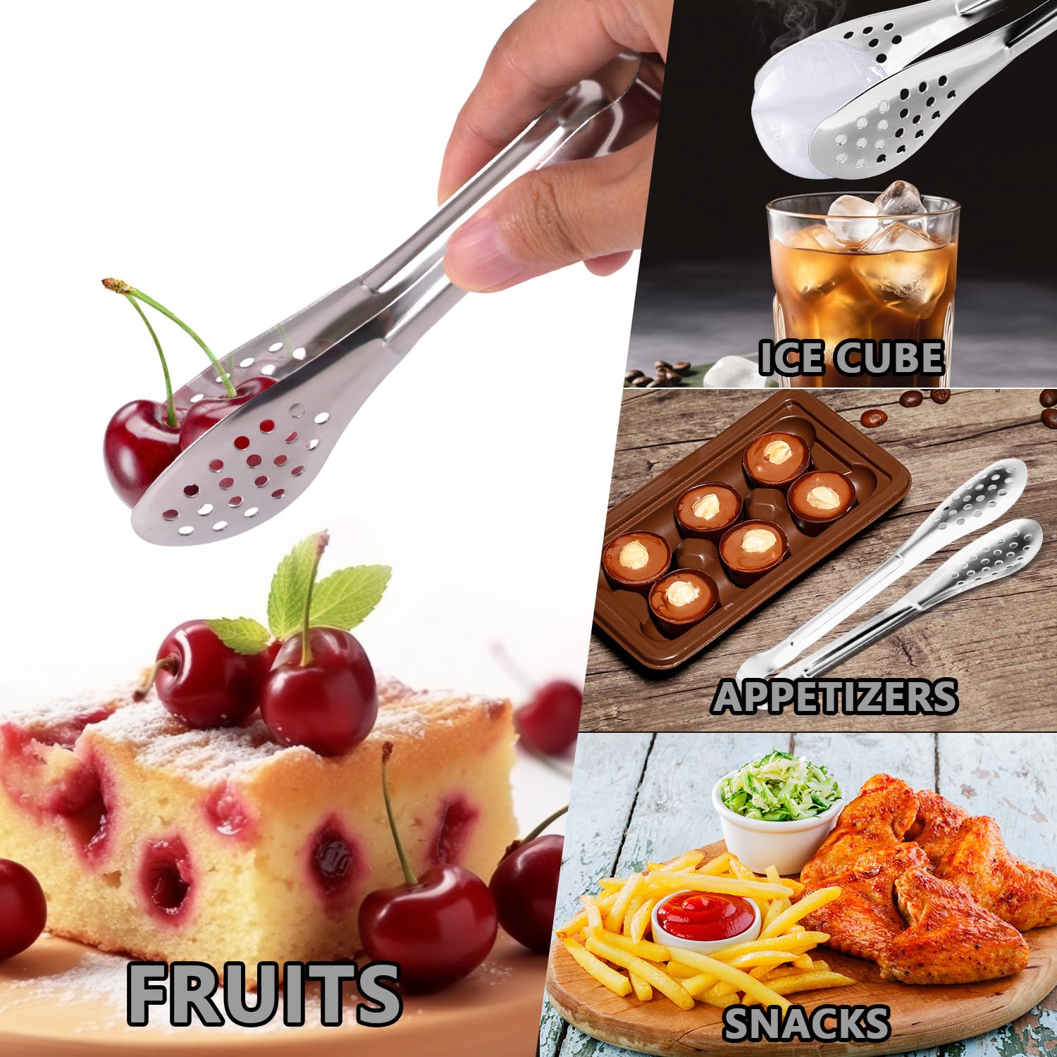 10Pcs Serving Tongs, Small Kitchen Tongs,Xevom Stainless Steel Small Tongs, Appetizer Tongs Ice Tongs Mini Sugar Tongs (5 Inch)