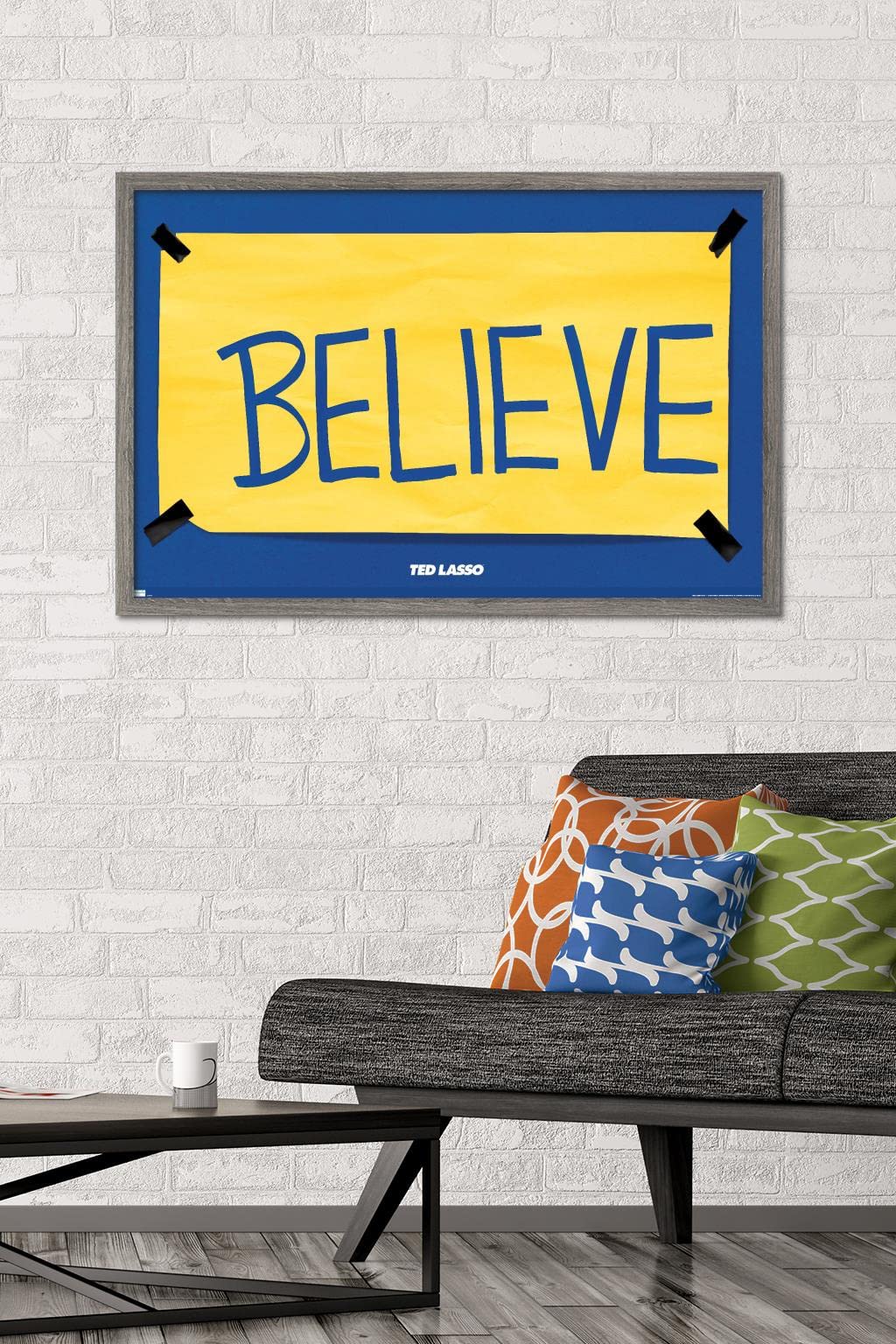 Trends International Ted Lasso - Believe Wall Poster, 22.375'' X 34'', Barnwood Framed Version