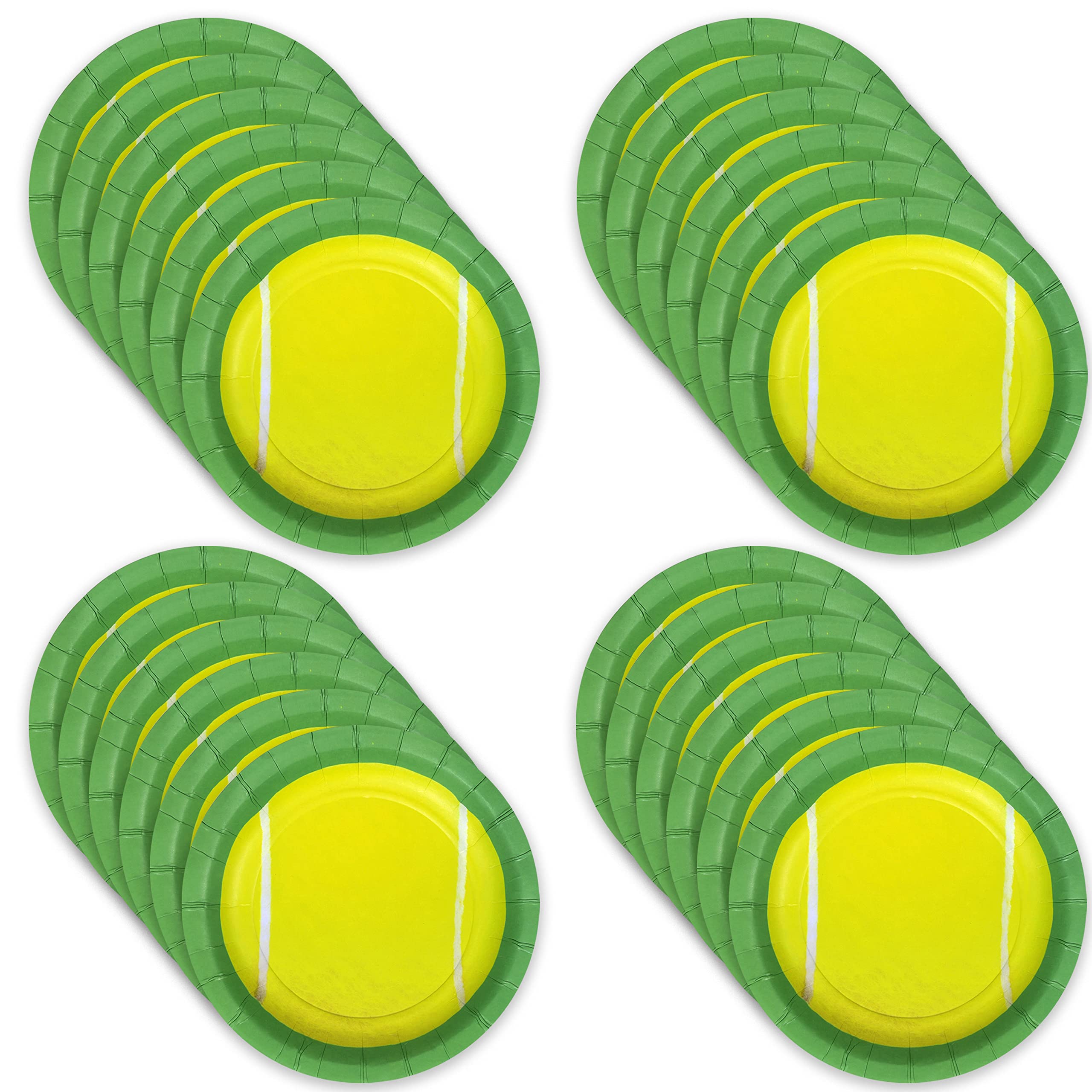 Havercamp Tennis 7'' Plates (24 Pack)! 24 Round Dessert Plates. Game, Set, Party!