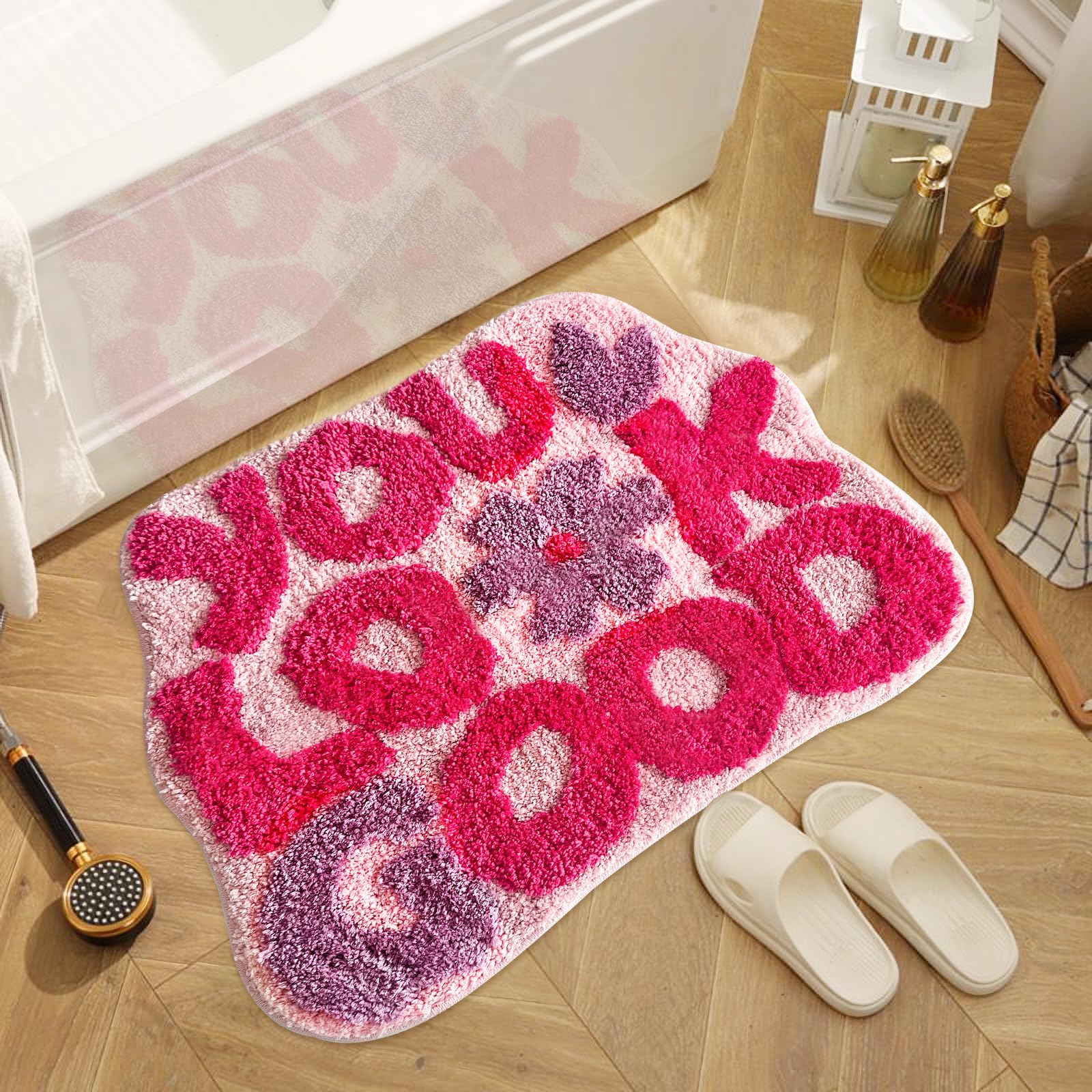 Twwde Aug You Look Good Bath Rug, Fun Bathroom Rug,Hot Pink Bathroom Mat Cool Rugs For Bedroom Non Slip Microfiber Plush Cool Ru