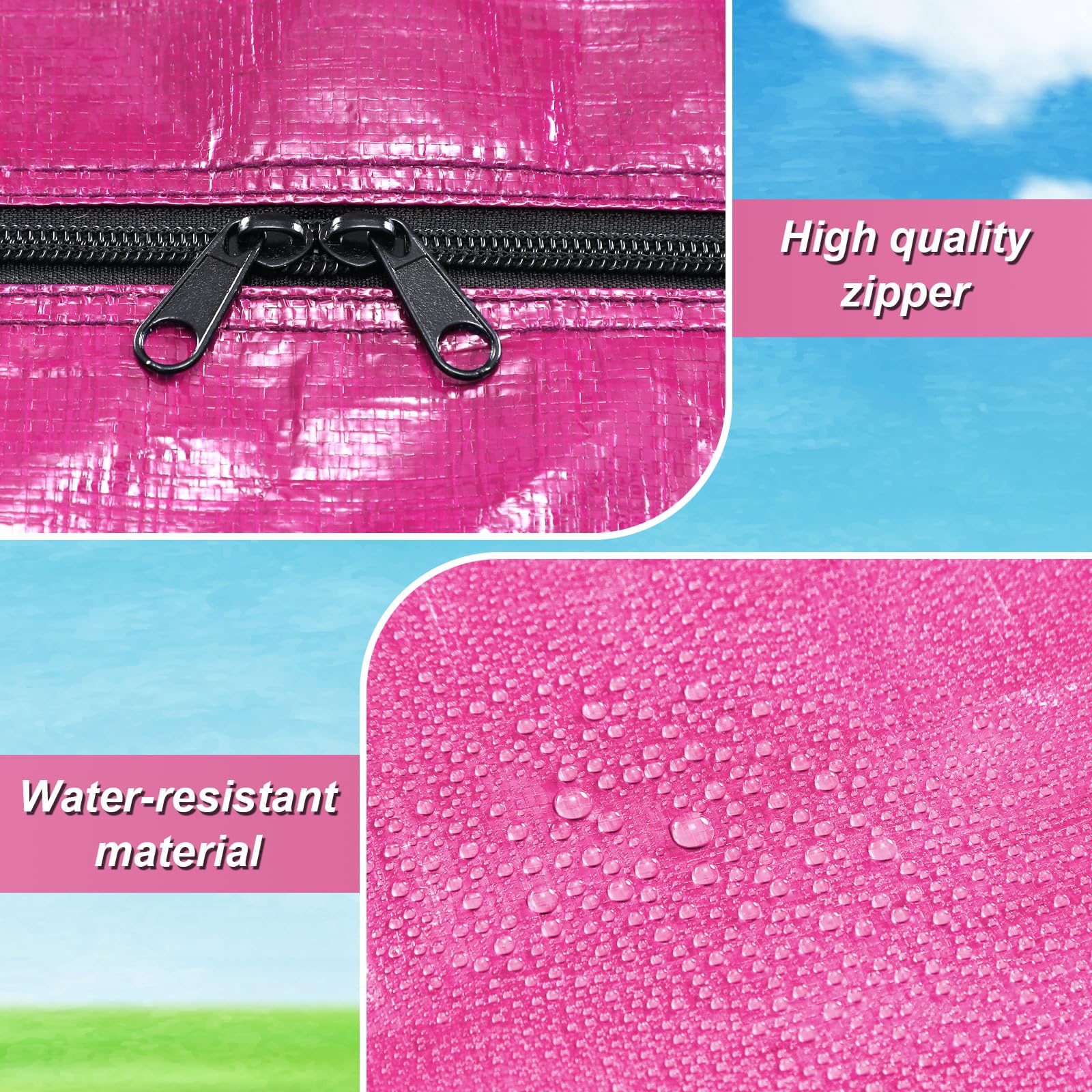 Clysee 4 Pcs 66 Gallon Large Moving Bags with Zipper and Handles Foldable Storage Duffle Bags Heavy Duty Extra Large Totes for C