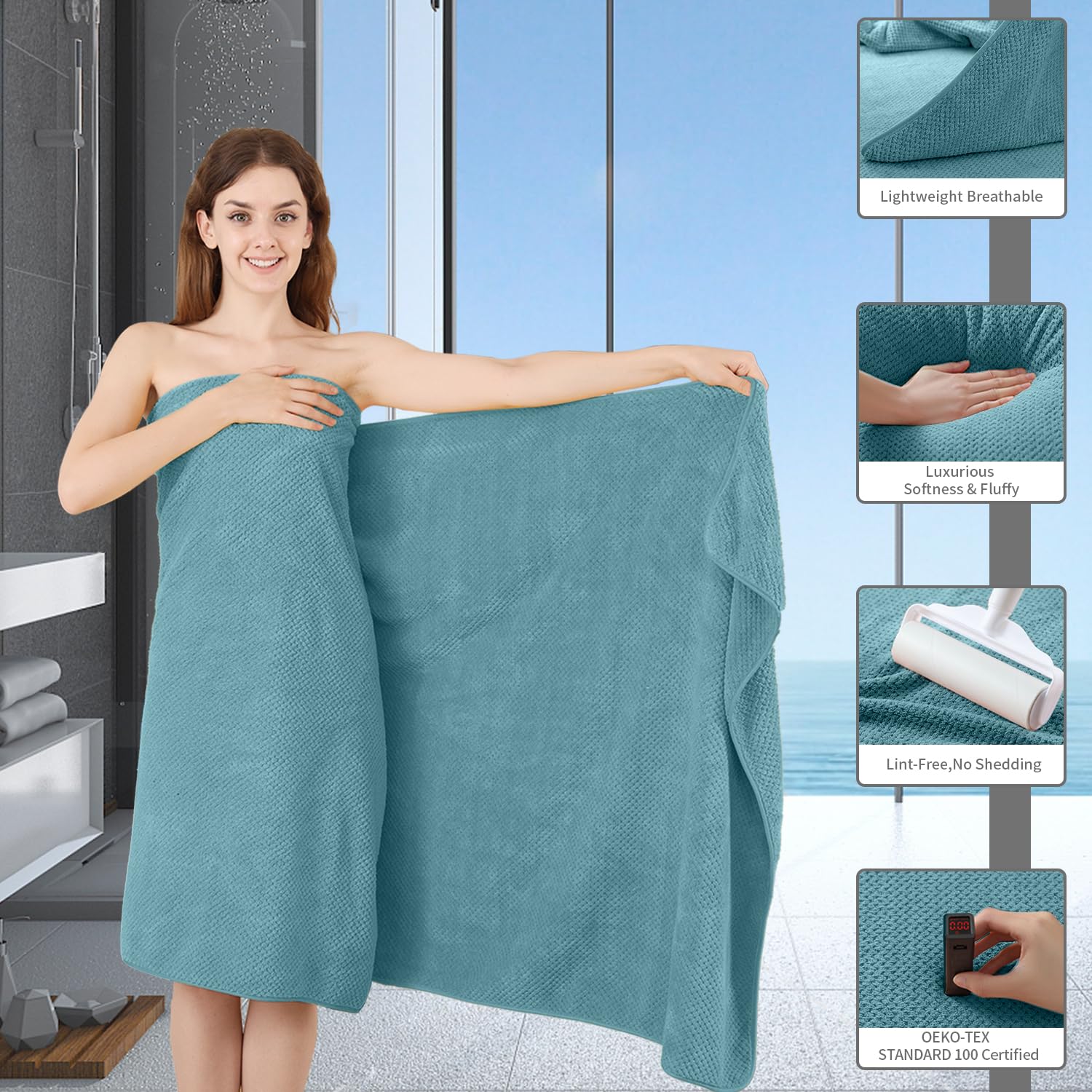 Extra Large Bath Towel Set Of 4 (35''X70''),Oversized Bath Sheet Super Soft Highly Absorbent Jumbo Bathroom Towel Set Microfiber