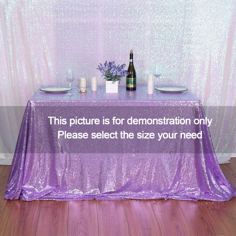 Poise3Ehome Lavender Sequin Tablecloth 90  132 Inch Rectangle Sparkly Fabric Table Cloth For Birthday Wedding Party Holiday Baby