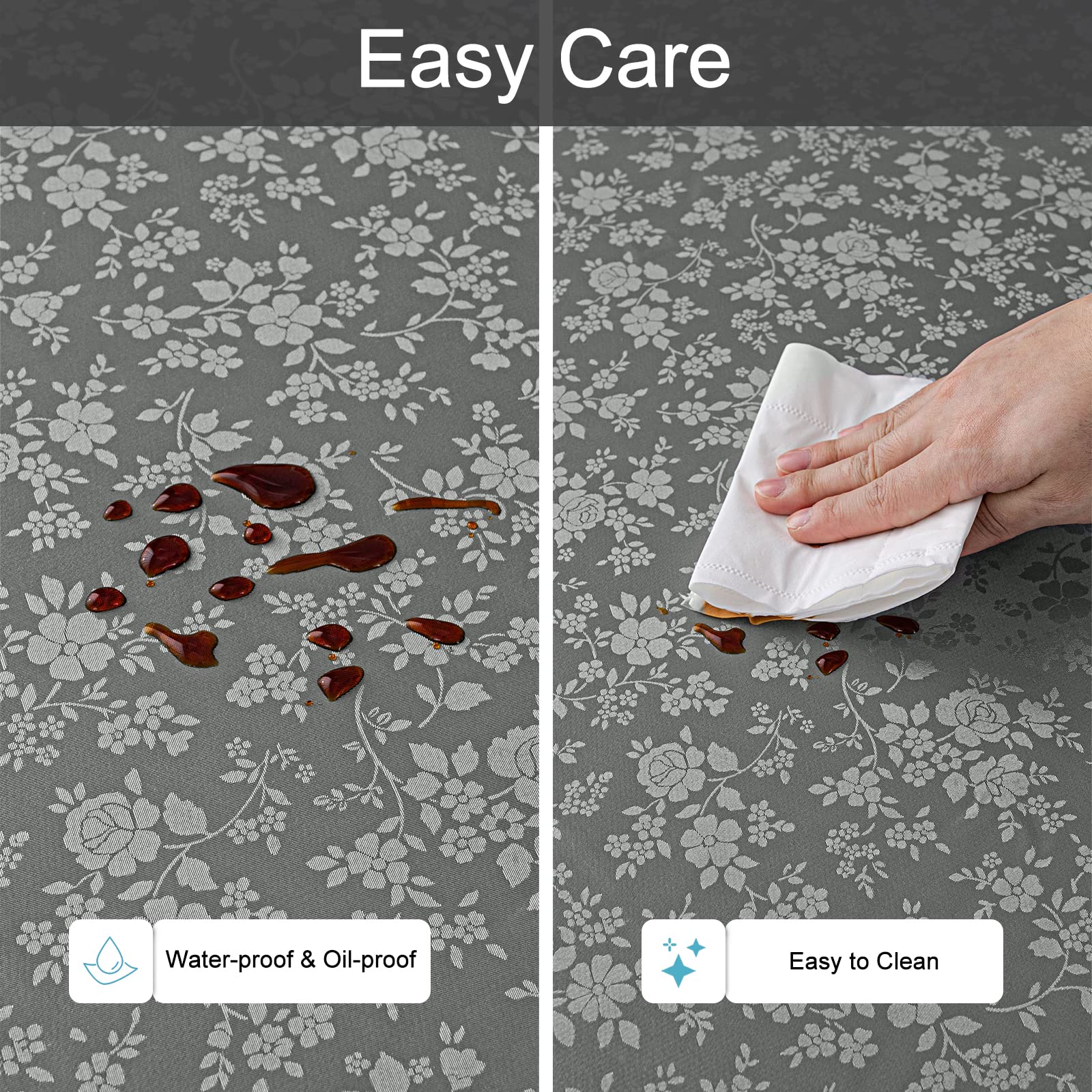 Smiry Rectangle Table Cloth, Waterproof Heavy Duty Vinyl Tablecloths, Wipeable Washable Table Cover For Kitchen And Dining Room