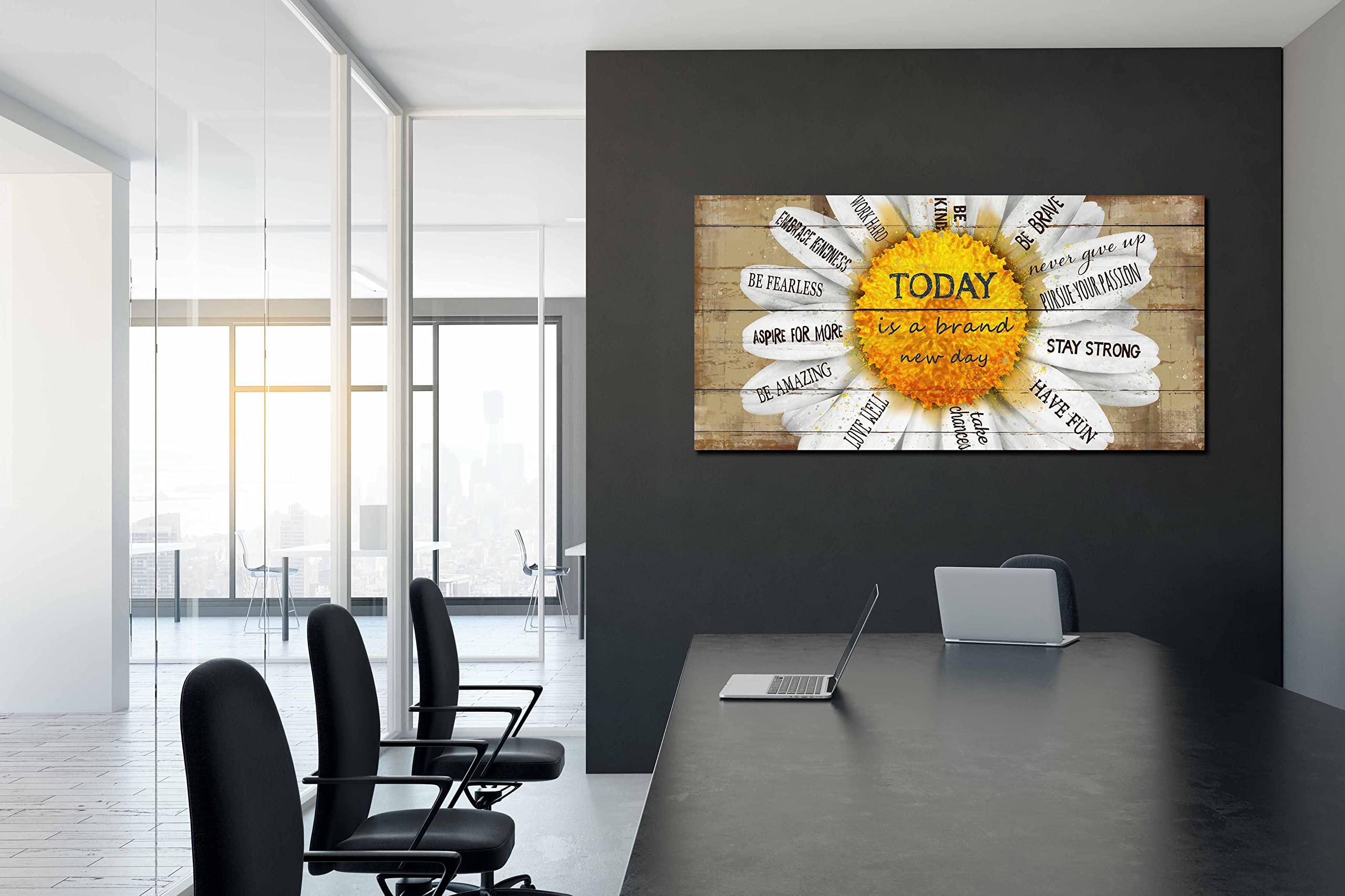 Inspirational Large Wall Art for Living Room - Flower Canvas Wall Art Inspirational Gifts for Women Yellow Daisy Wall Decor Ready to Hang Size 30'' x 60''