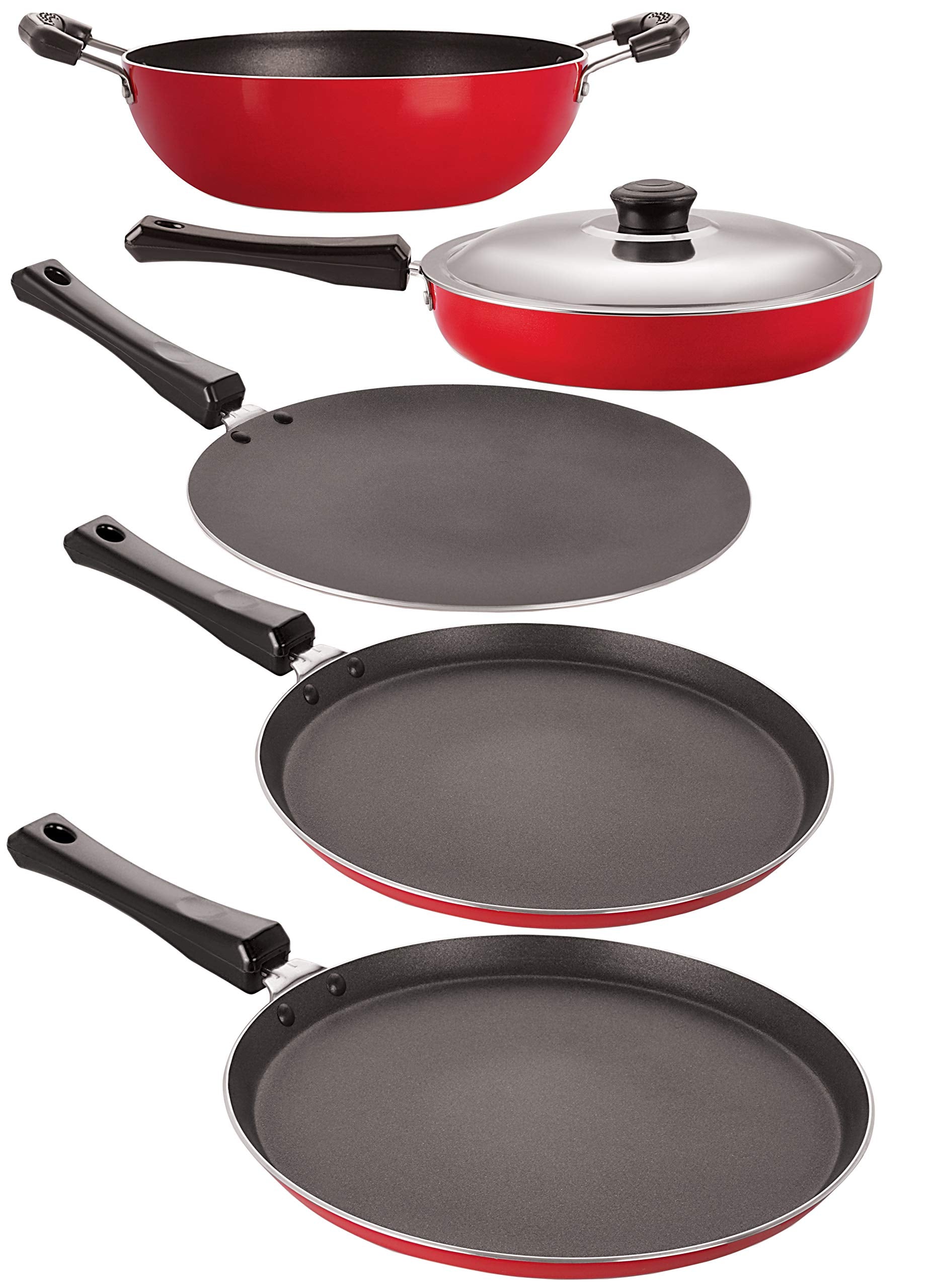 Nirlon NonStick Flat Base Gas Compatible Kitchenware Set, 5 Piece