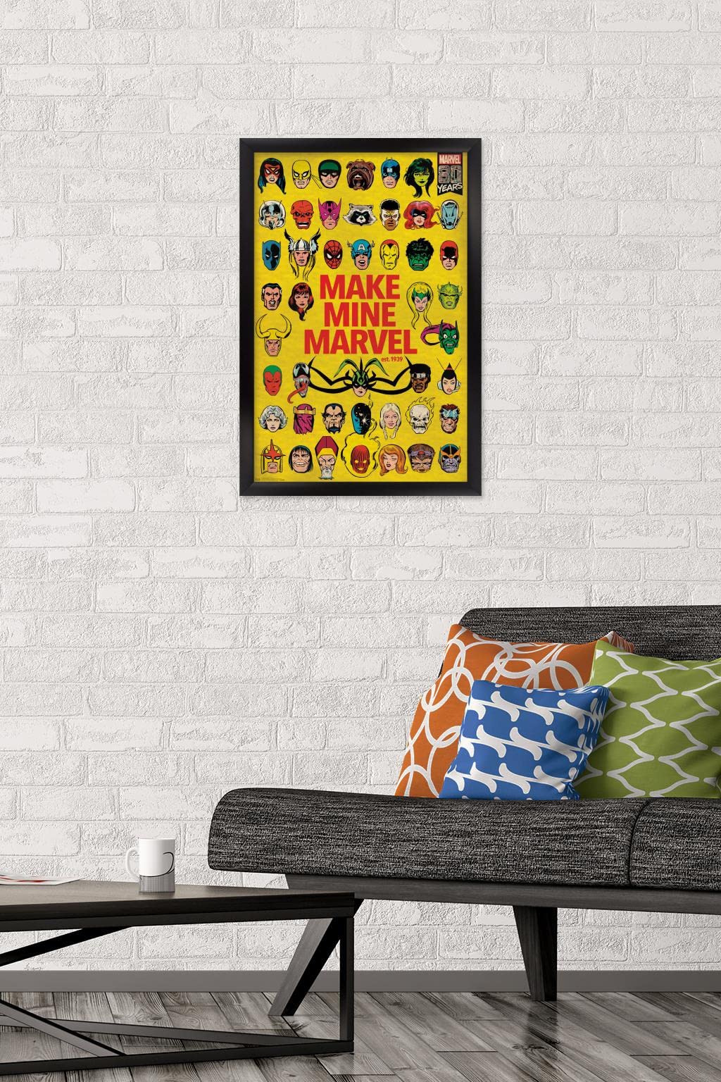Trends International Marvel Comics - Marvel 80Th Anniversary - Group Wall Poster, 14.725'' X 22.375'', Black Framed Version