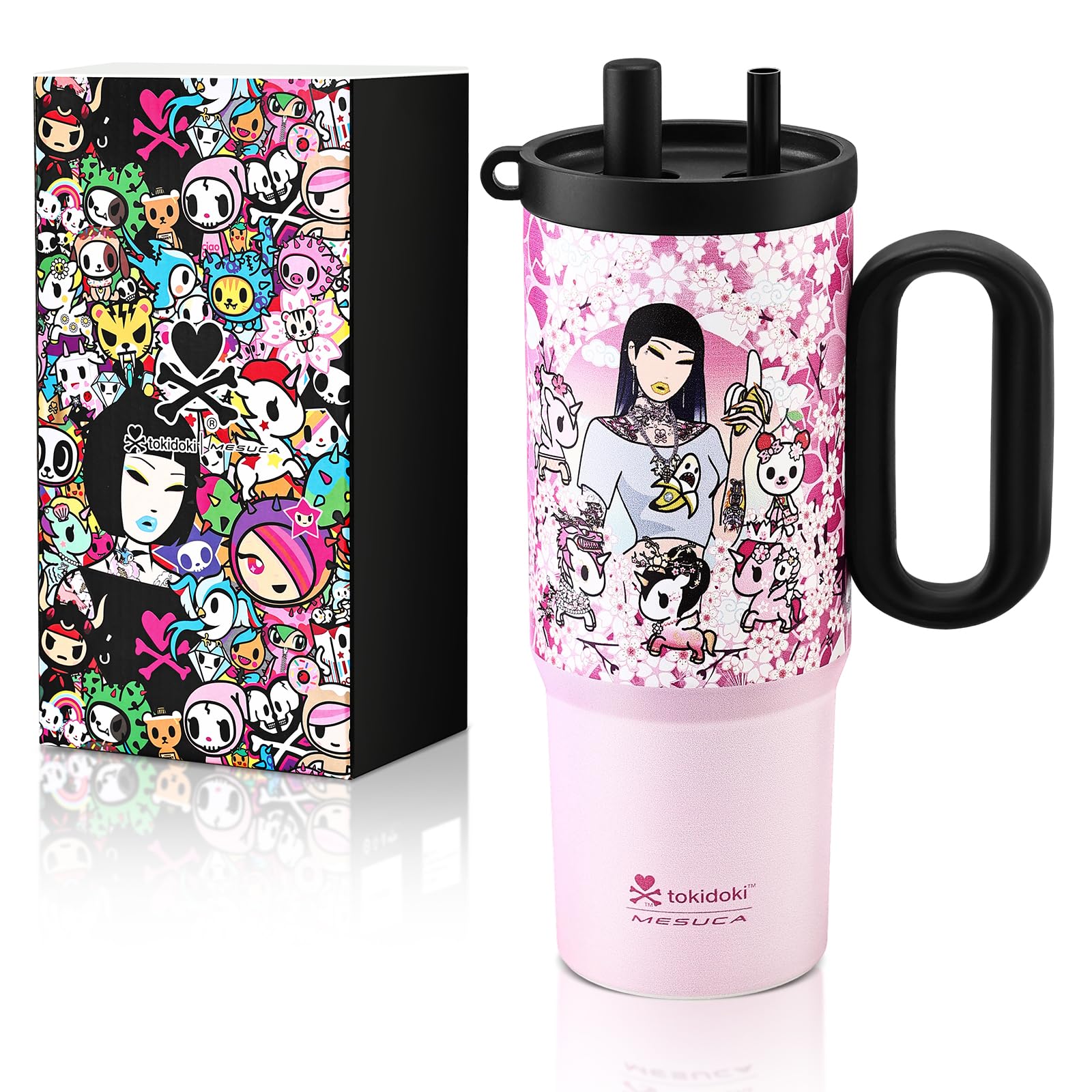 tokidoki Water Bottle, 24oz Insulated Tumbler (Hanami Picnic)