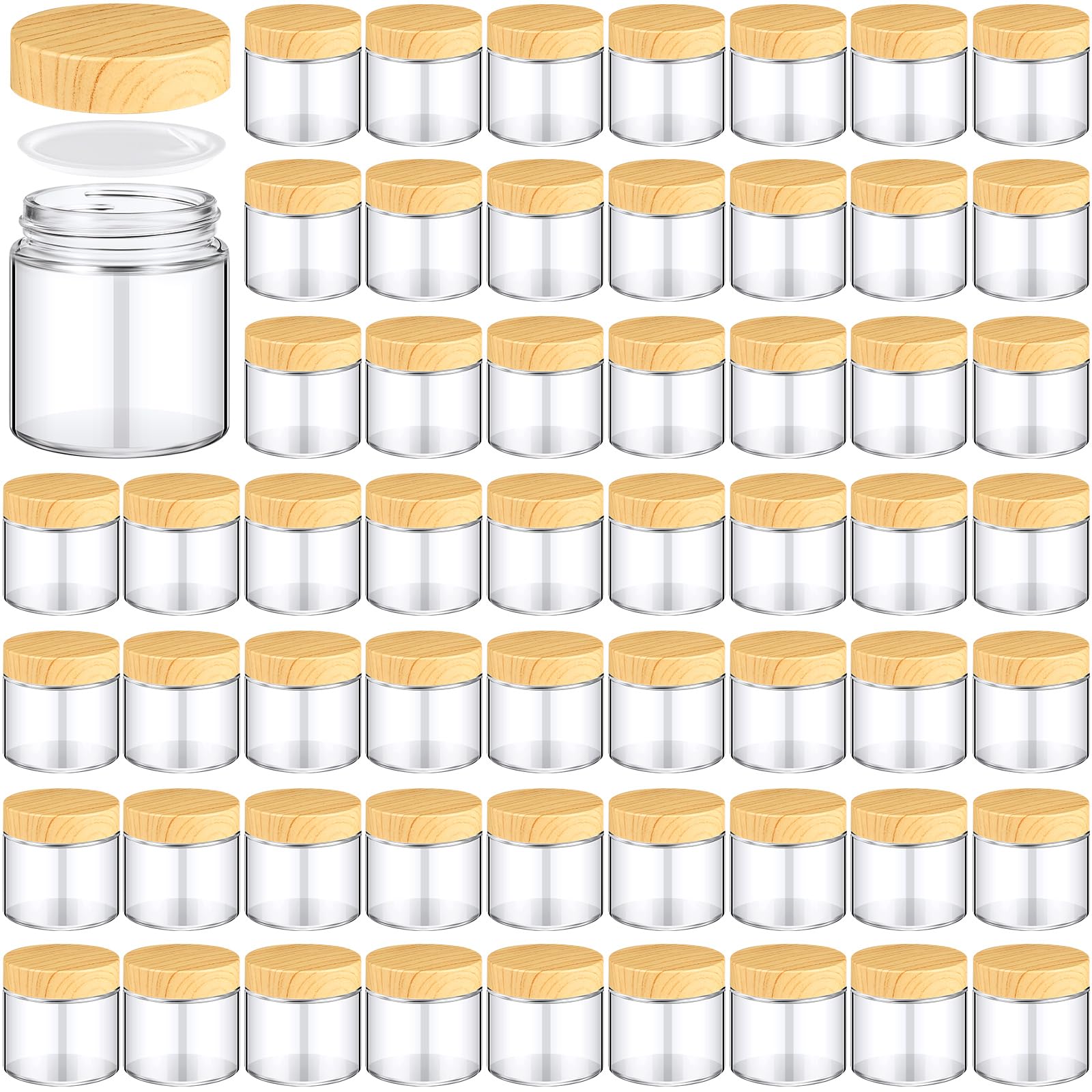 Norme 64 Pcs Glass Jars With Lids Empty Small Glass Containers With Lids Inner Liners Reusable Glass Cosmetic Jars Round Airtigh