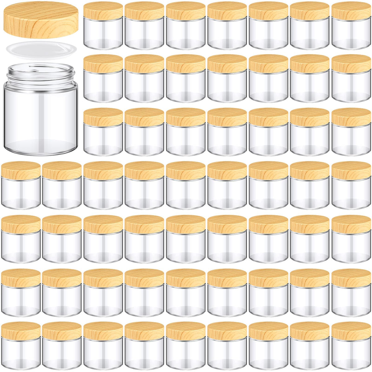Norme 64 Pcs Glass Jars With Lids Empty Small Glass Containers With Lids Inner Liners Reusable Glass Cosmetic Jars Round Airtigh