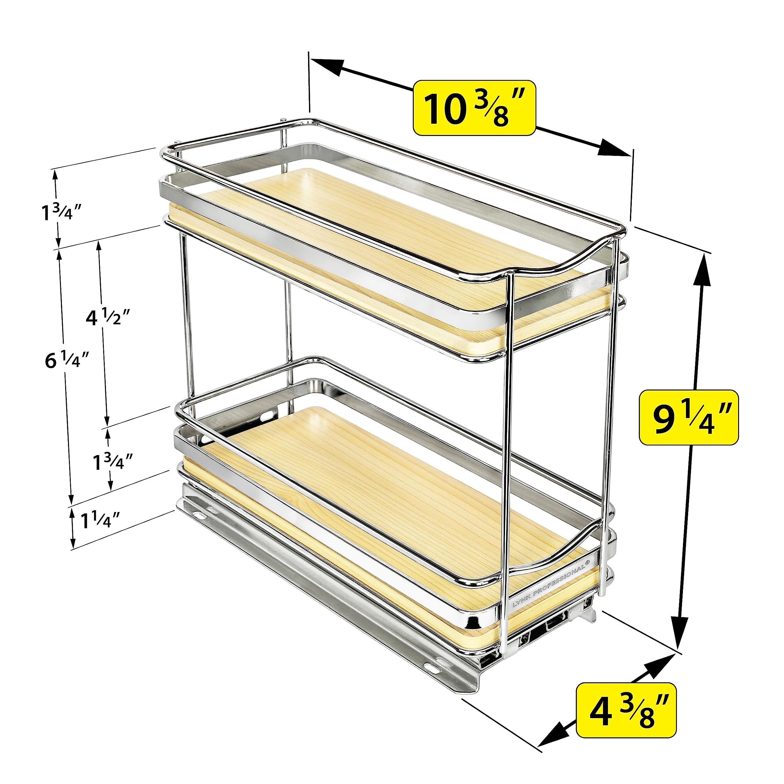 LYNK PROFESSIONAL   lite Pull Out Spice Rack Organizer for Inside Kitchen Cabinets - 4-1/4 inch Wide - Slide Out Drawer - Wood/C