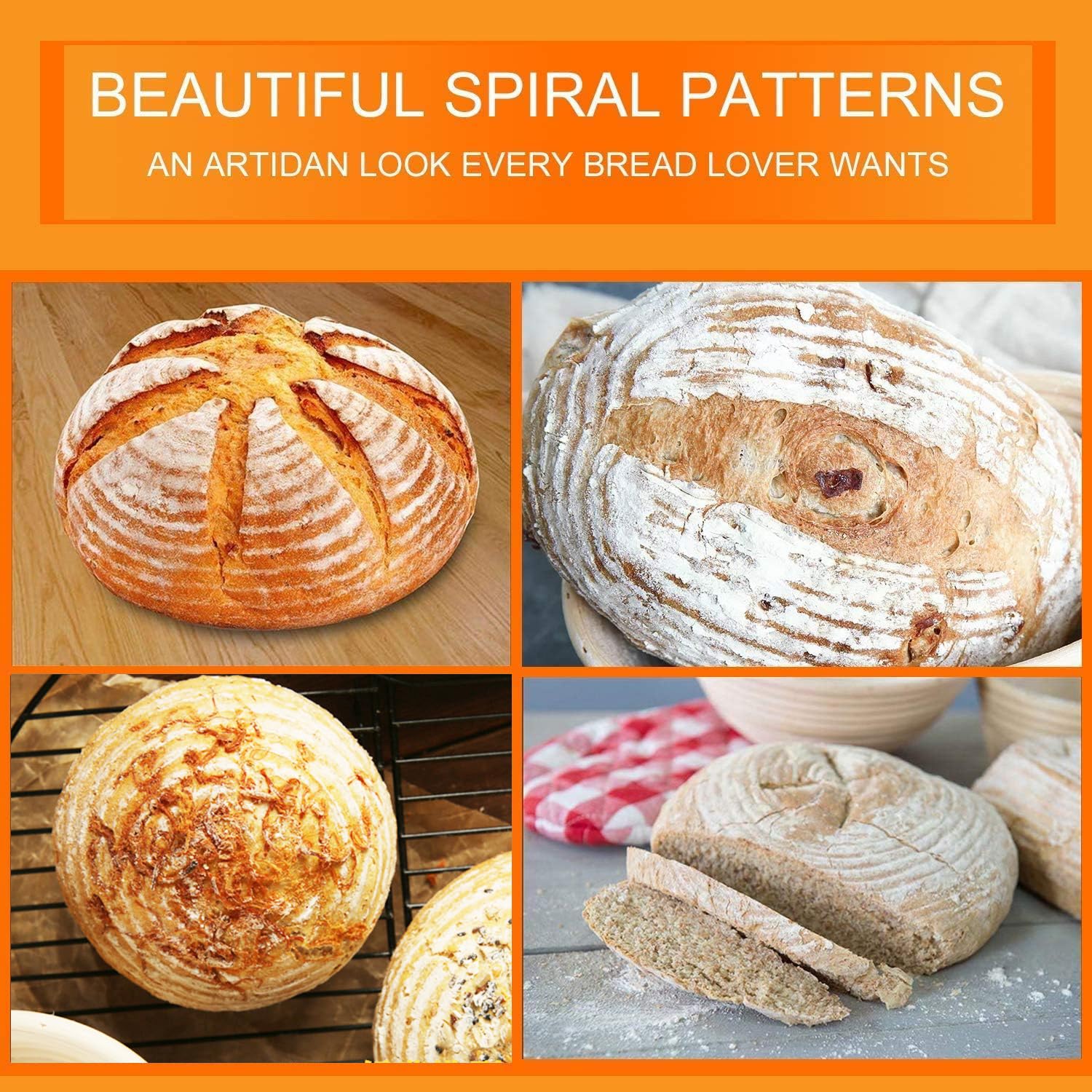 Homedisiac Banneton Bread Proofing Basket Set Of 2, 9 Inch Round Sourdough Bread Baking Supplies, Bread Making Starter Kit, Proo