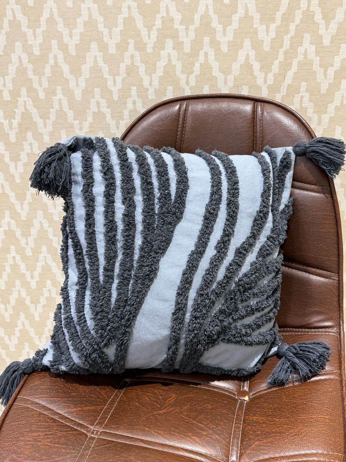 Wisdom Decor Sofa Cushion Cover Cotton | Cushion Covers 16 Inch X 16 Inch | Living Room Cushion Covers | Pack Of 1 Grey Branch