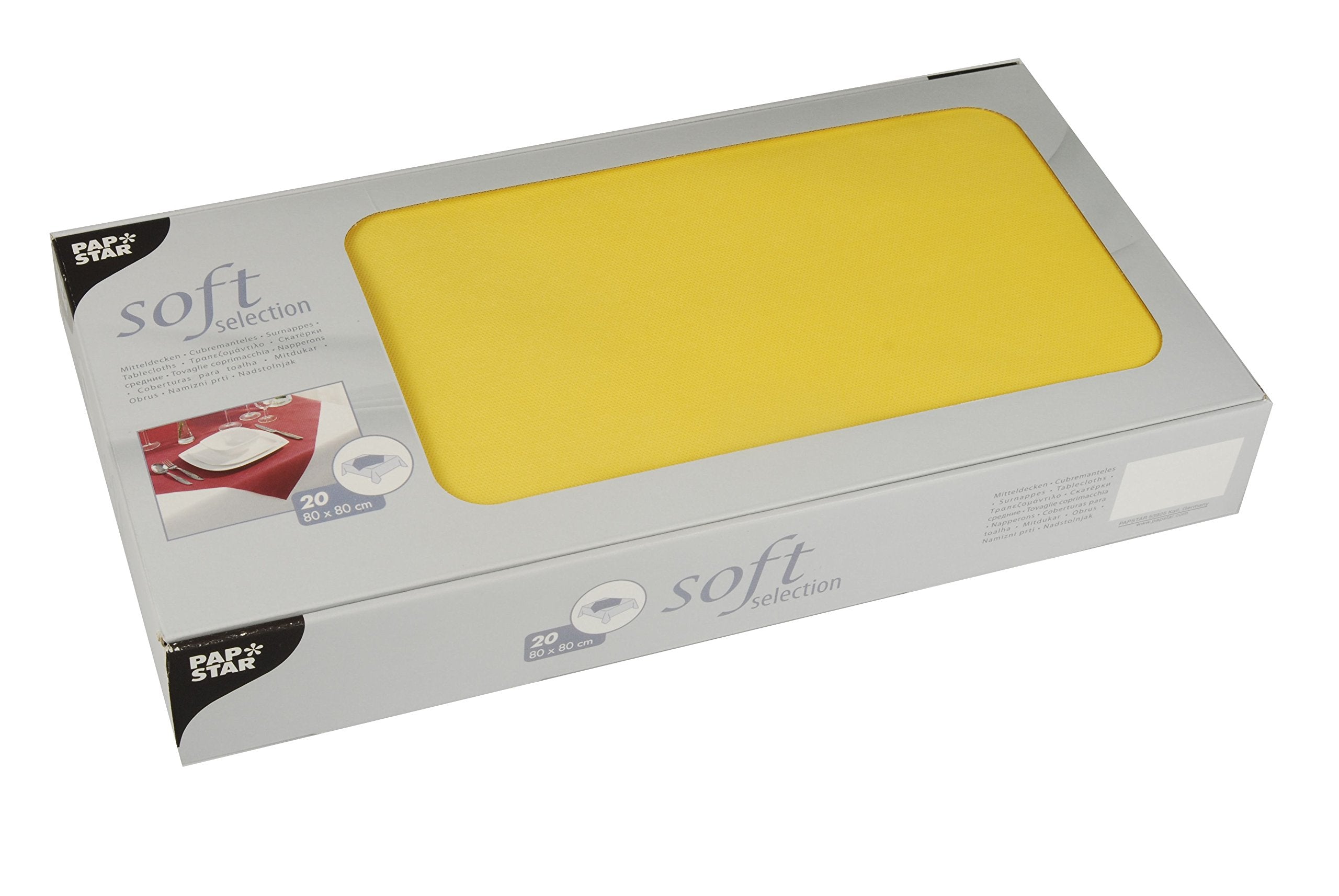 Papstar # Tablecloths Fabric Like Fleece Soft Seltion 80 cm x 80 cm Yellow