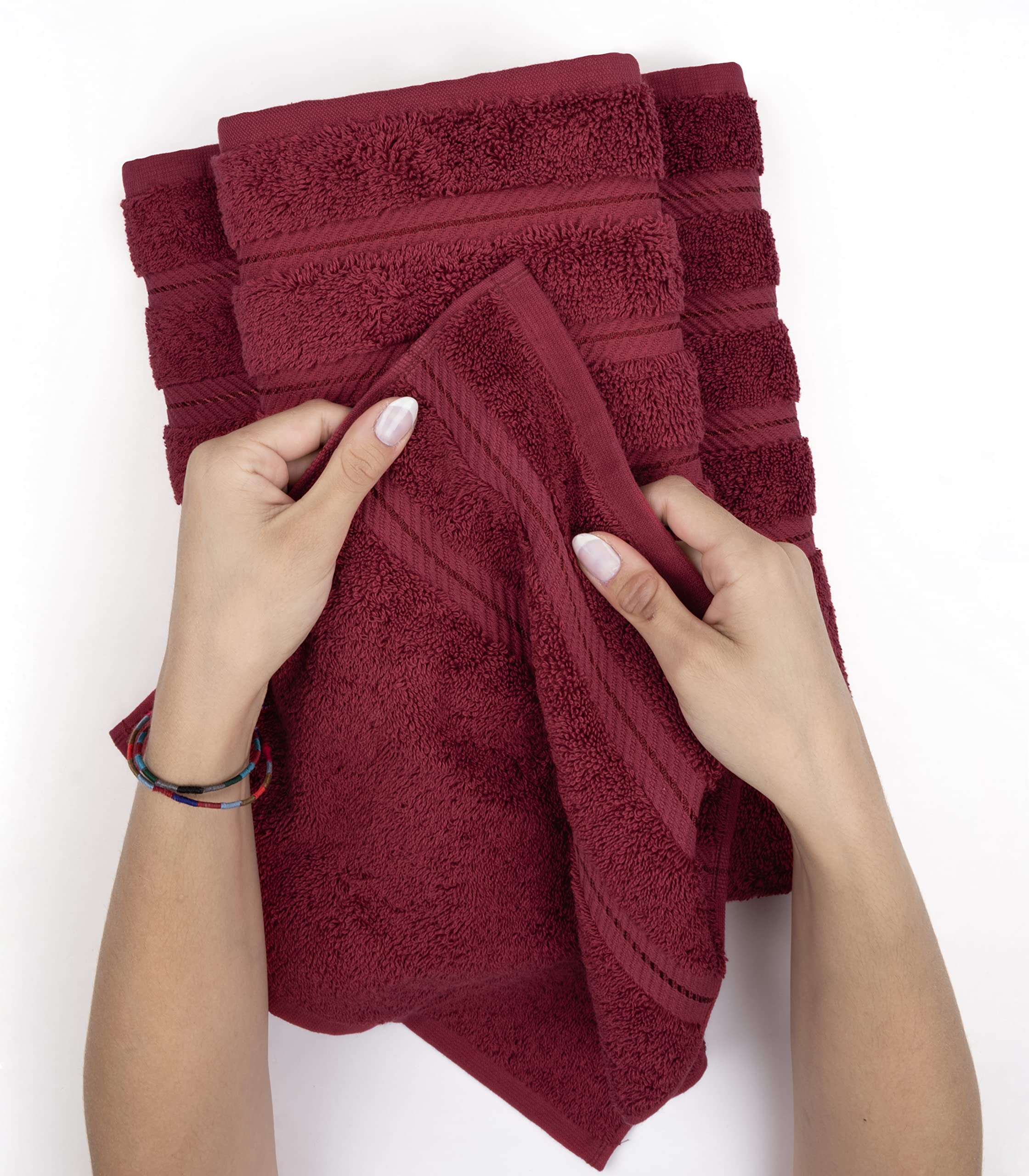 American Soft Linen Luxury 3 Piece Towel Sets  1 Bath Towel 1 Hand Towel 1 Washcloth  100% Turkish Cotton Towels for Bathroom  Red Towel Set
