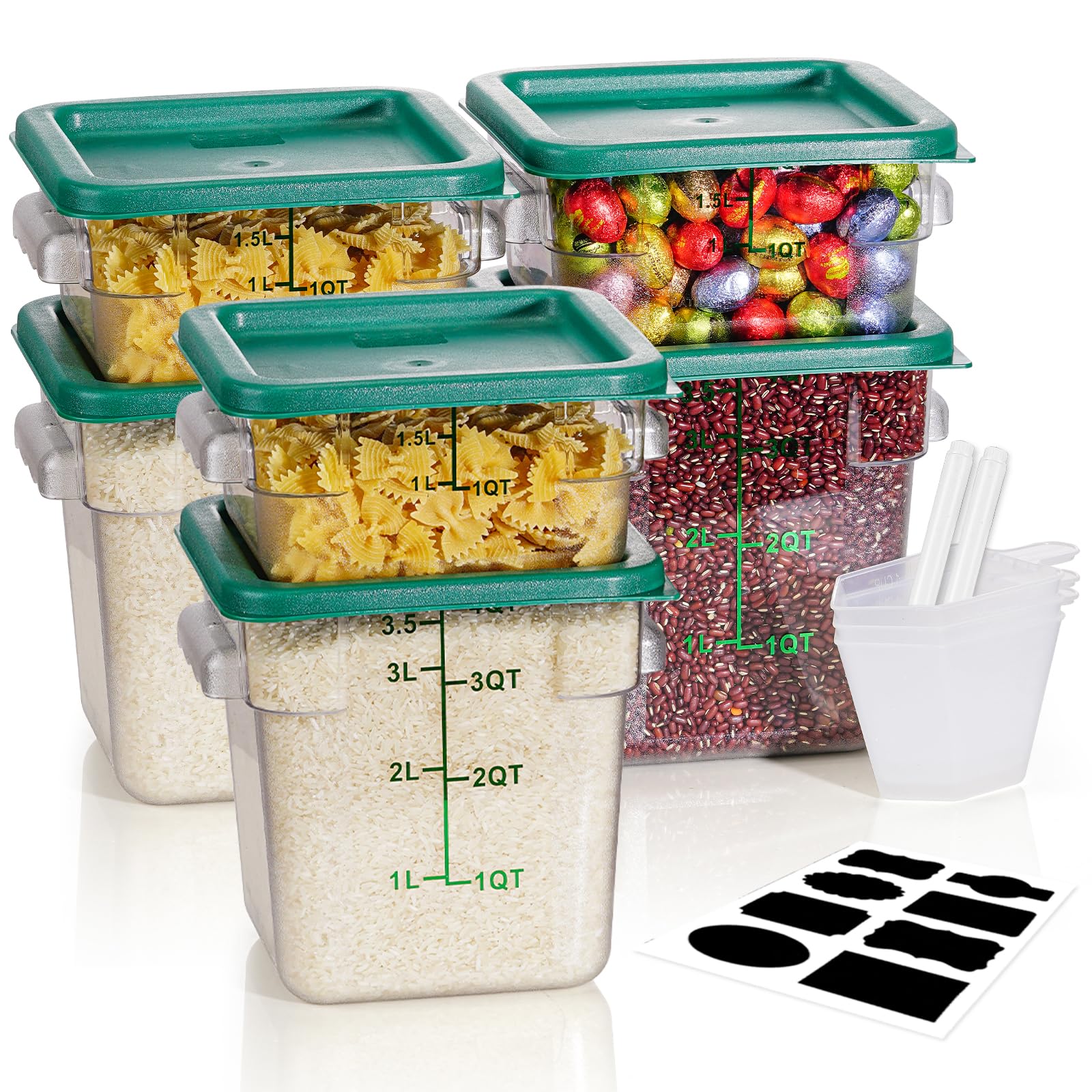 2Qt4Qt Nsf Food Storage Containers: 6Pcs [Food Grade][Hot&Cold Resistant] Commercial Clear Food Storage Containers With Lids For
