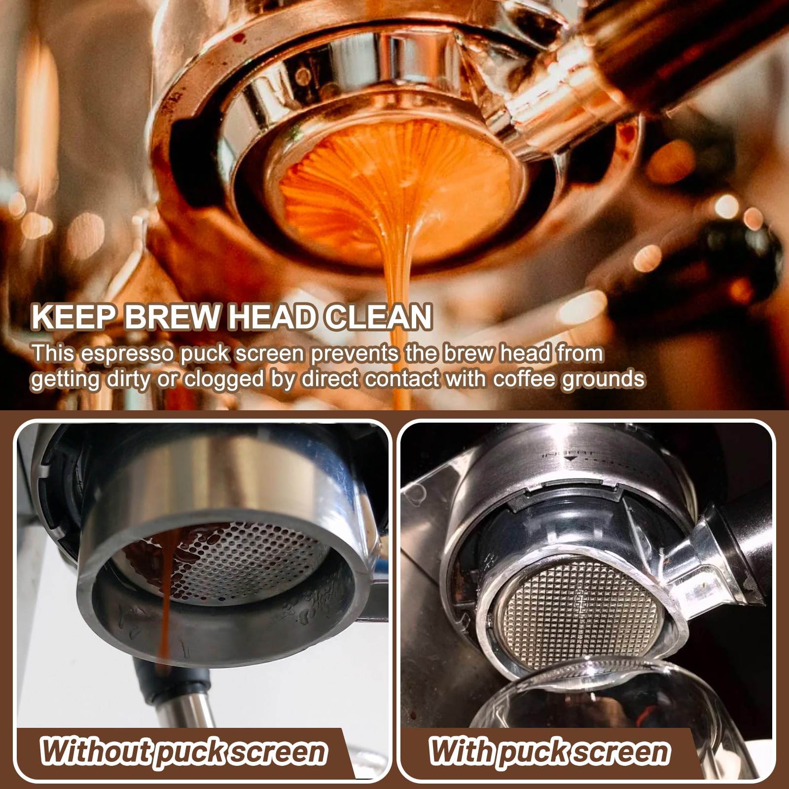 53.5Mm Espresso Puck Screen Suitable For 54Mm 2Pcs, 1.7Mm Thickness Espresso Filter Screen - Made With 316 Stainless Steel, Prof