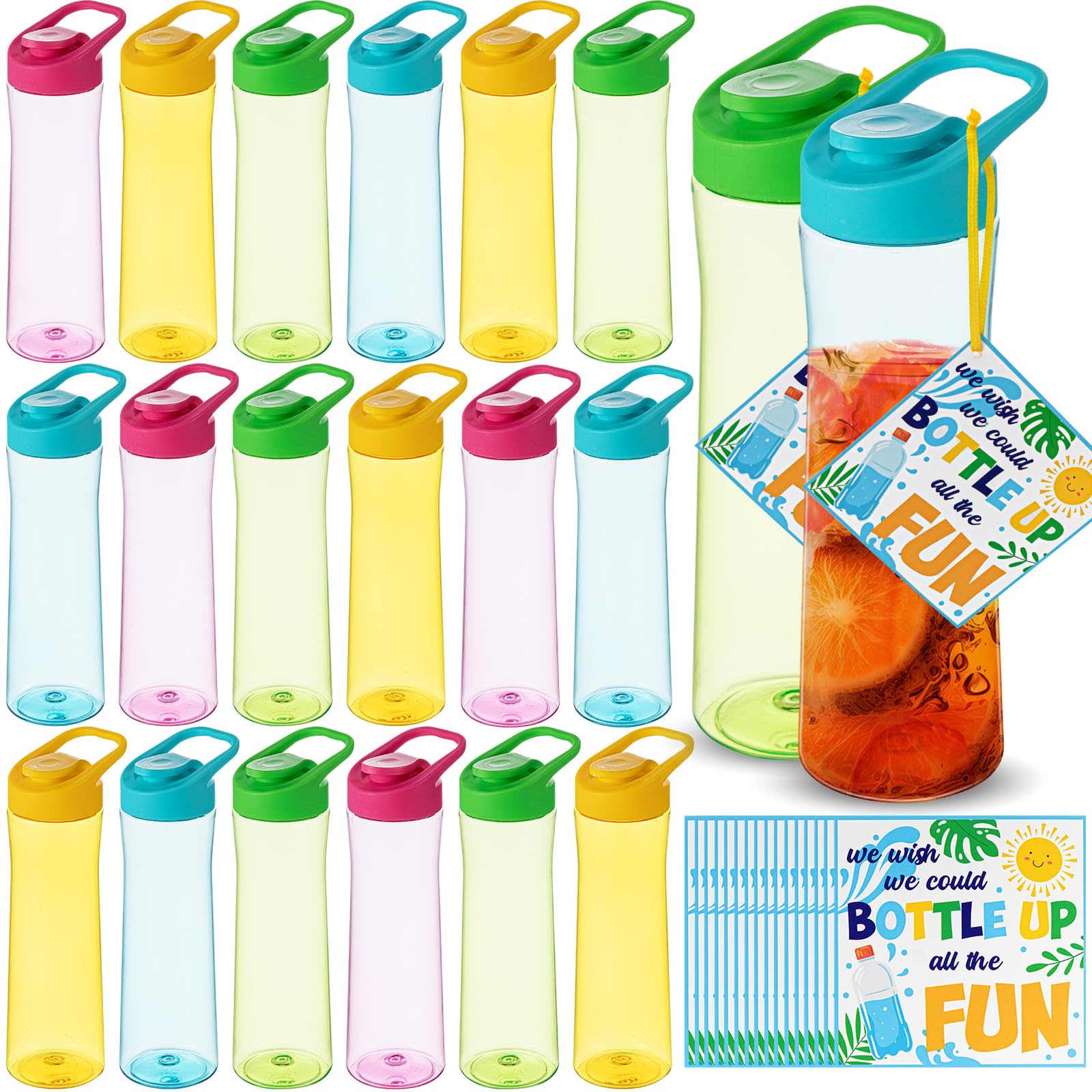 Sunnychicc 18 Pack End of Year Water Bottles Bulk 22oz, Cards Lanyards