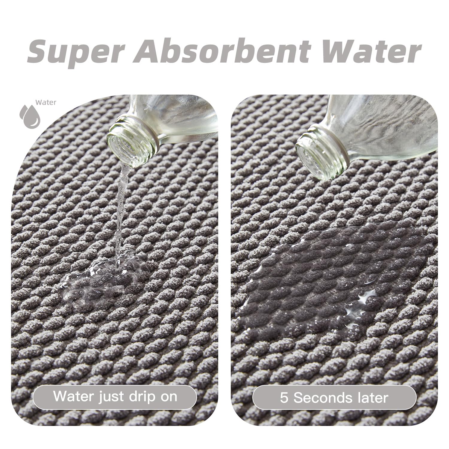 Bululom Bathroom Toilet Rug, Chenille Bathroom Mat For Toilet Mat, Non Slip Absorbent Bath Rug, Washable U Shap Mat Contour Bath