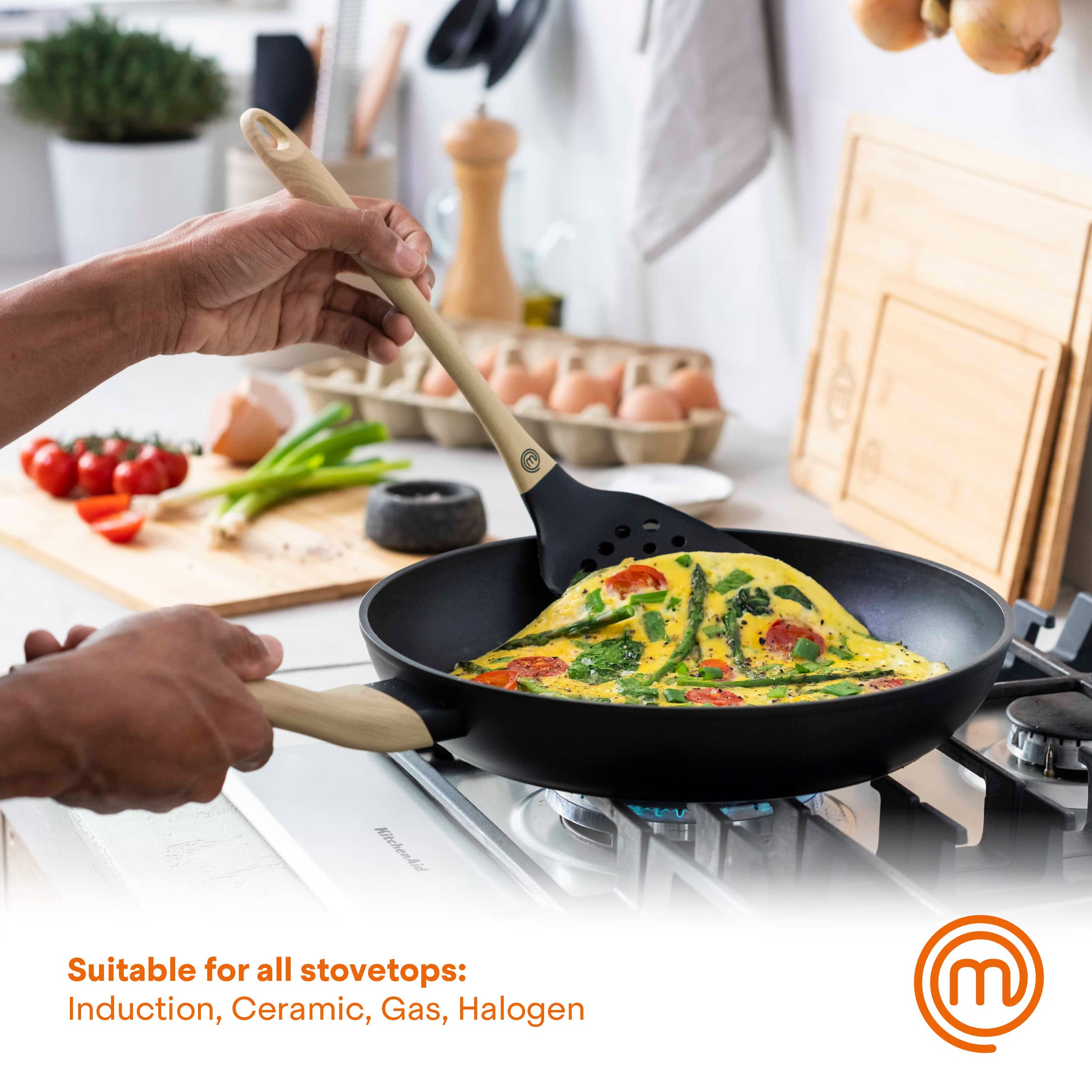 Masterchef Nonstick Frying Pan 8 Inch Skillet, Small Fry Pan For Cooking Eggs, Omelette Etc, Stainless Aluminum Saute Pan, Non S