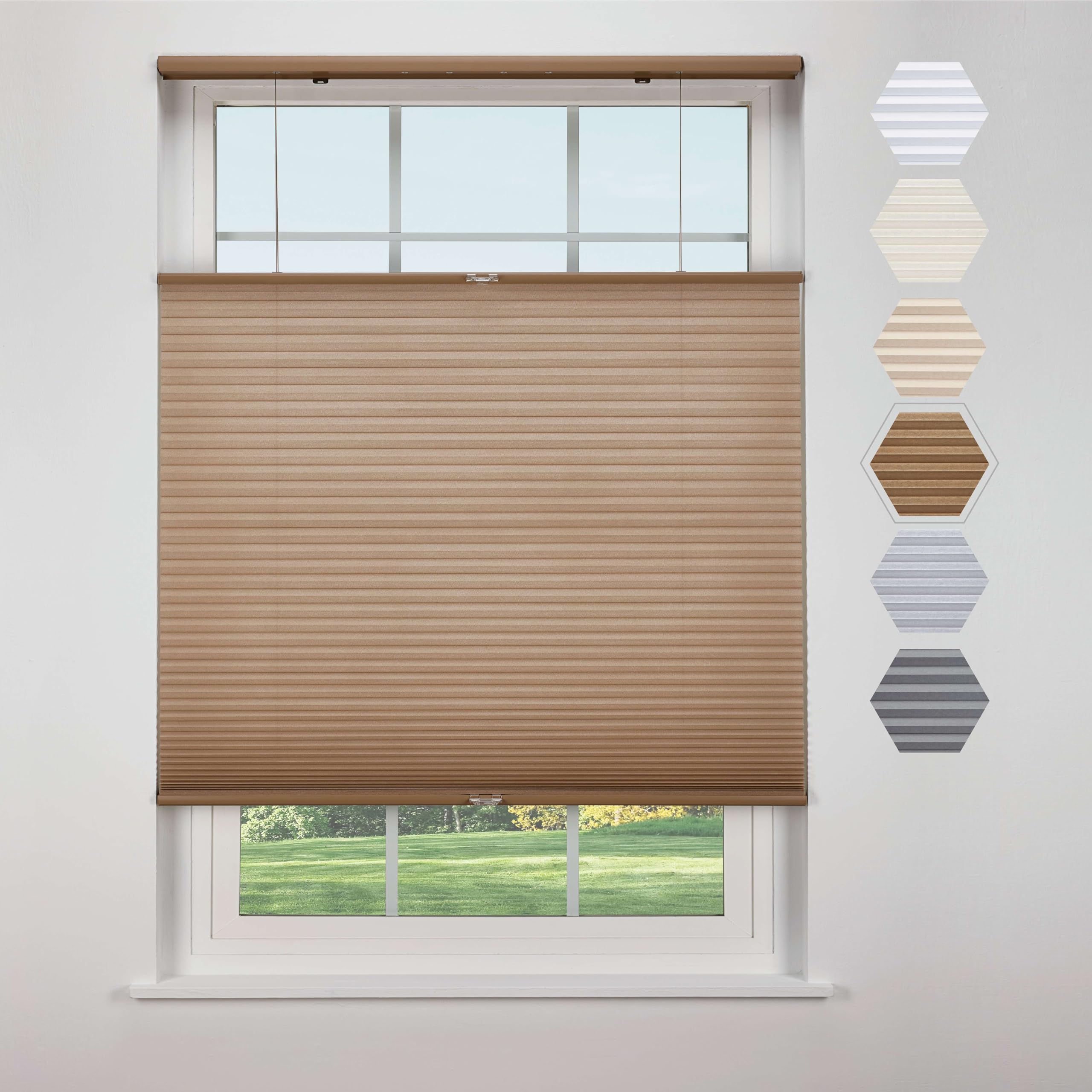 Linen Avenue Cordless Cellular Top Down Bottom Up Light Filtering Shade 44 1/4 W x 66 H, Harvest (Arrives 1/4  Narrower)