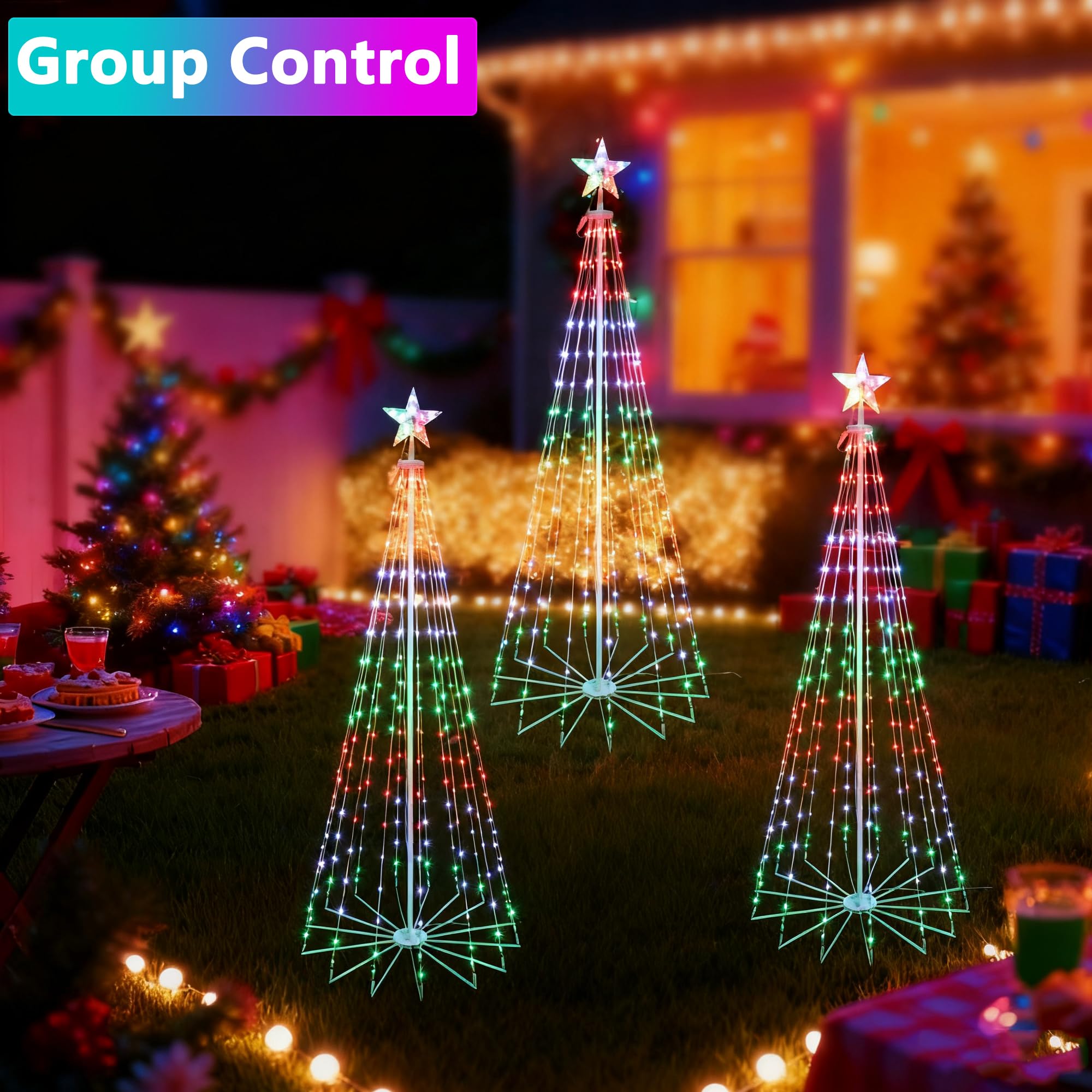 Joomer Christmas Tree Star Lights,7FT 295LED Smart Color Changing Lights with Remote Timer Music Sync Bluetooth App Controlled R