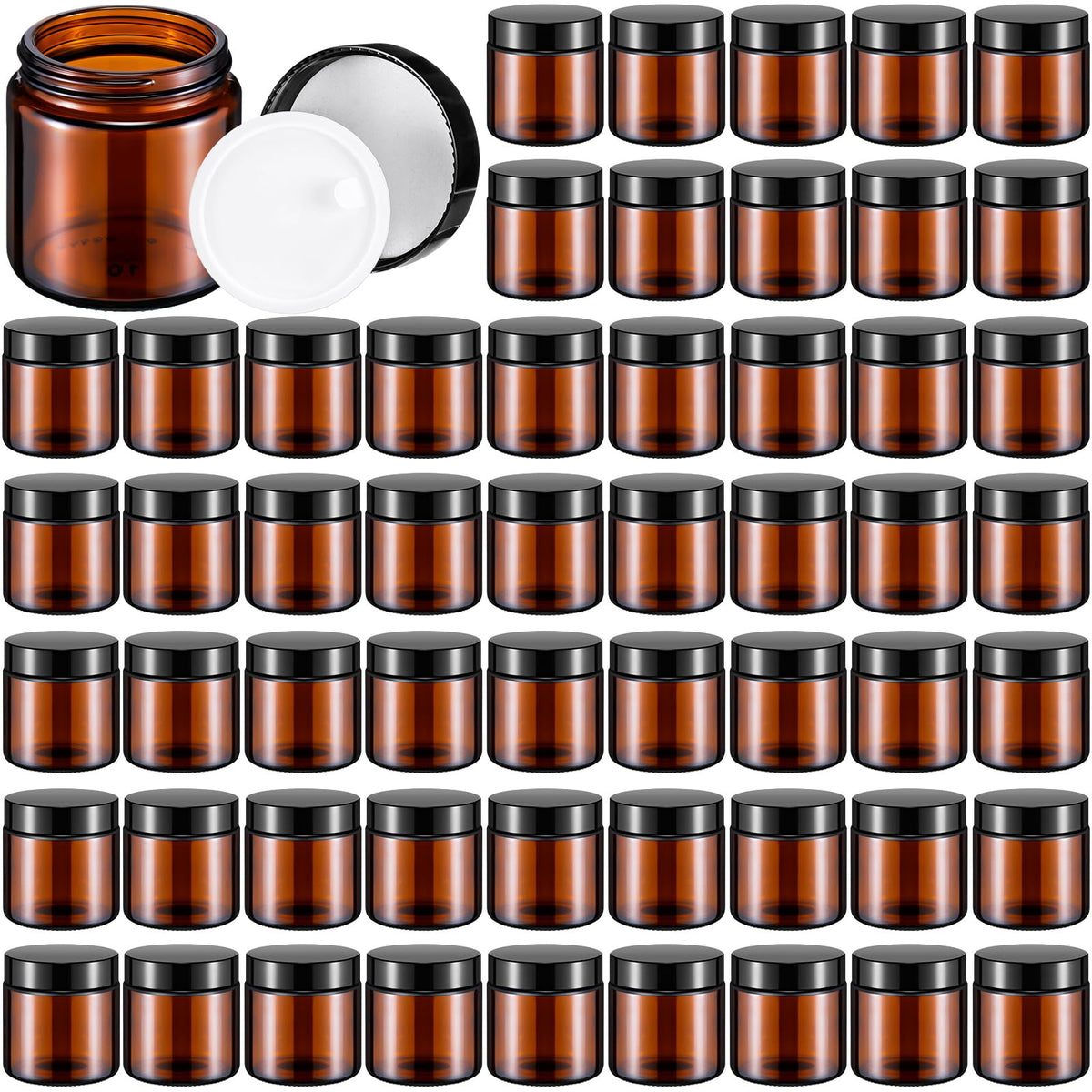 Norme 64 Pcs 4 Oz Glass Jars With Lids Leakproof Round Airtight Jars Empty Cosmetic Jars With Inner Liners Lid For Storing Lotio
