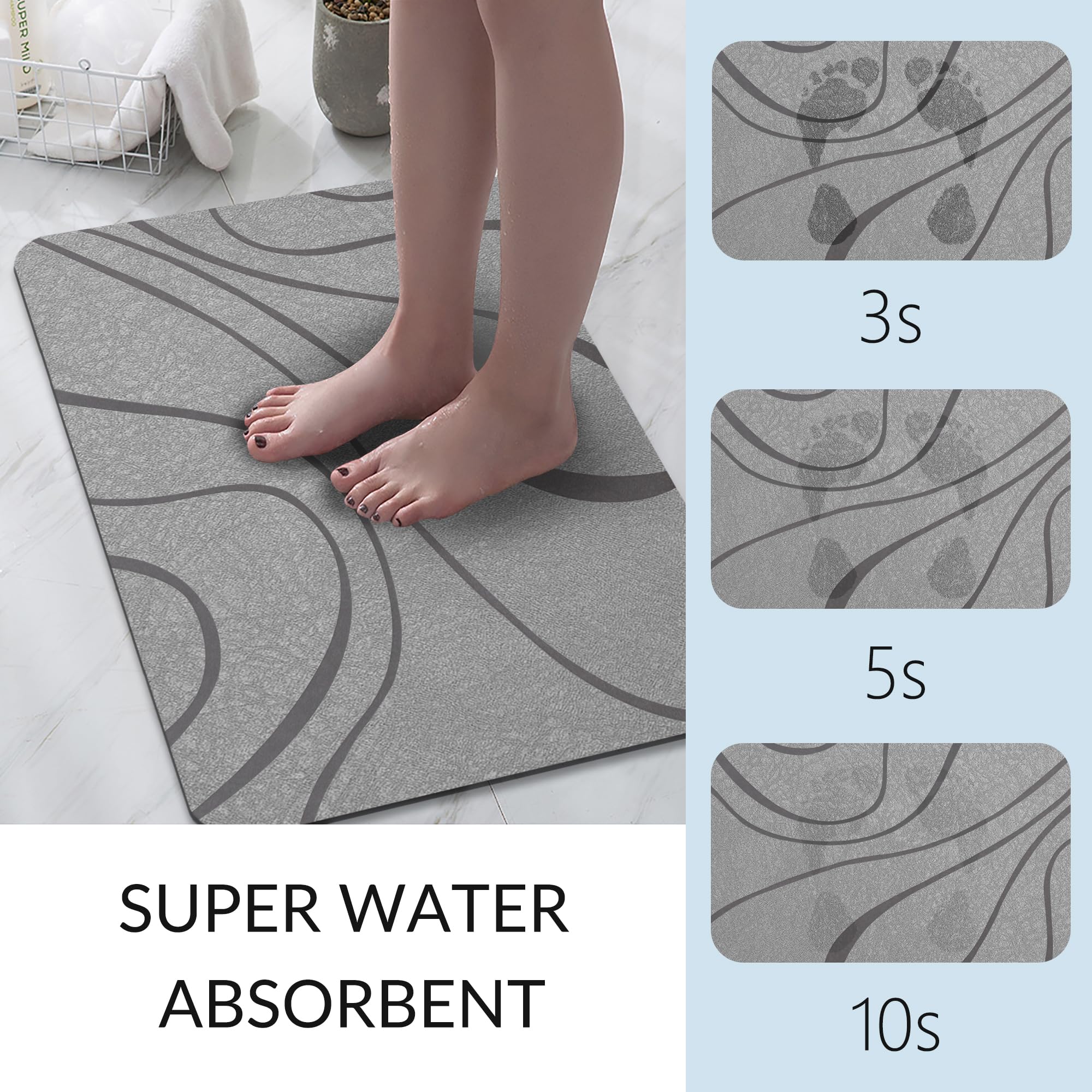 Yct Bath Mats For Bathroom Floor - Super Absorbent Bath Rug Set - Non Slip Fast Drying Shower Mat - Great For Bathroom, Bathtub,