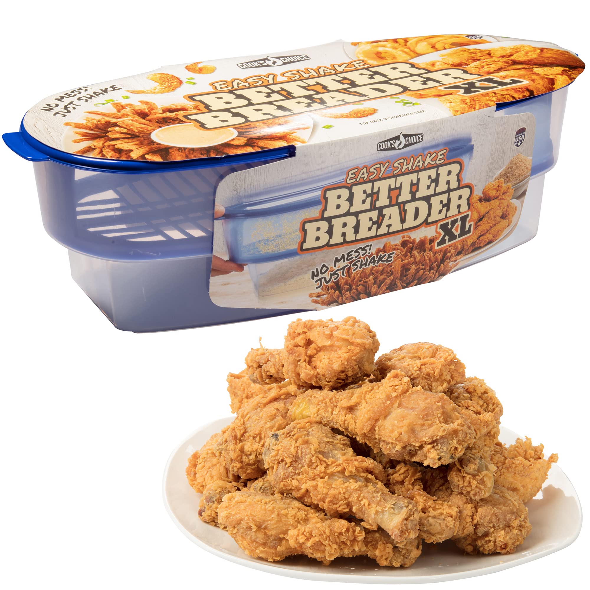 Cooks Choice Xl Original Better Breader Batter Bowl- All-In-One Mess Free Breading Station Tray For At Home Or On-The-Go - Pour
