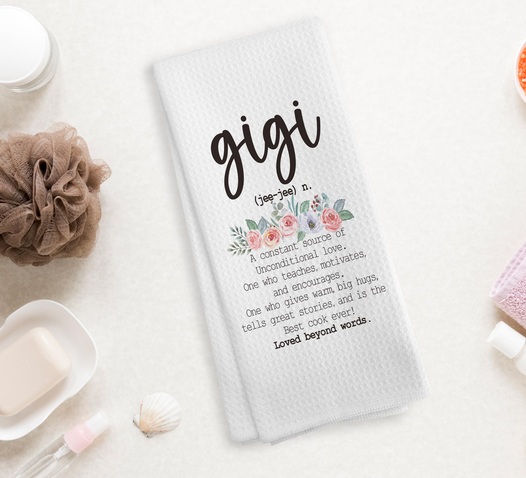 NOQL Gigi Kitchen Towels and Dishcloths, Grandma Gift Drying Cloth Hand Towels Tea Towels for Bathroom Kitchen, 1624 Inches