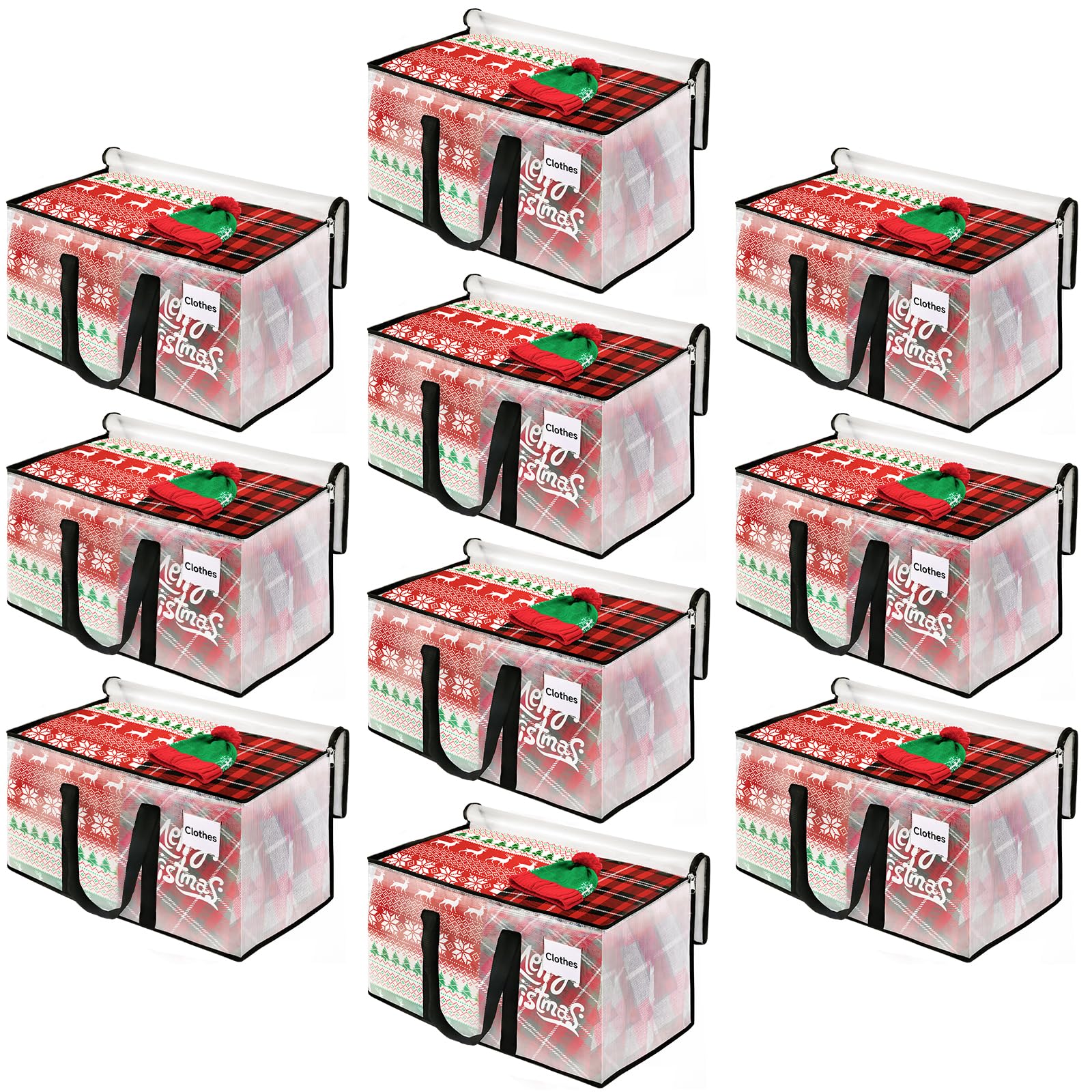 Blisstotes Moving Bags, 10-Pack Storage Bags With Zipper, Moving Bags Heavy Duty Extra Large, Moving Supplies, Clear Packing Bag