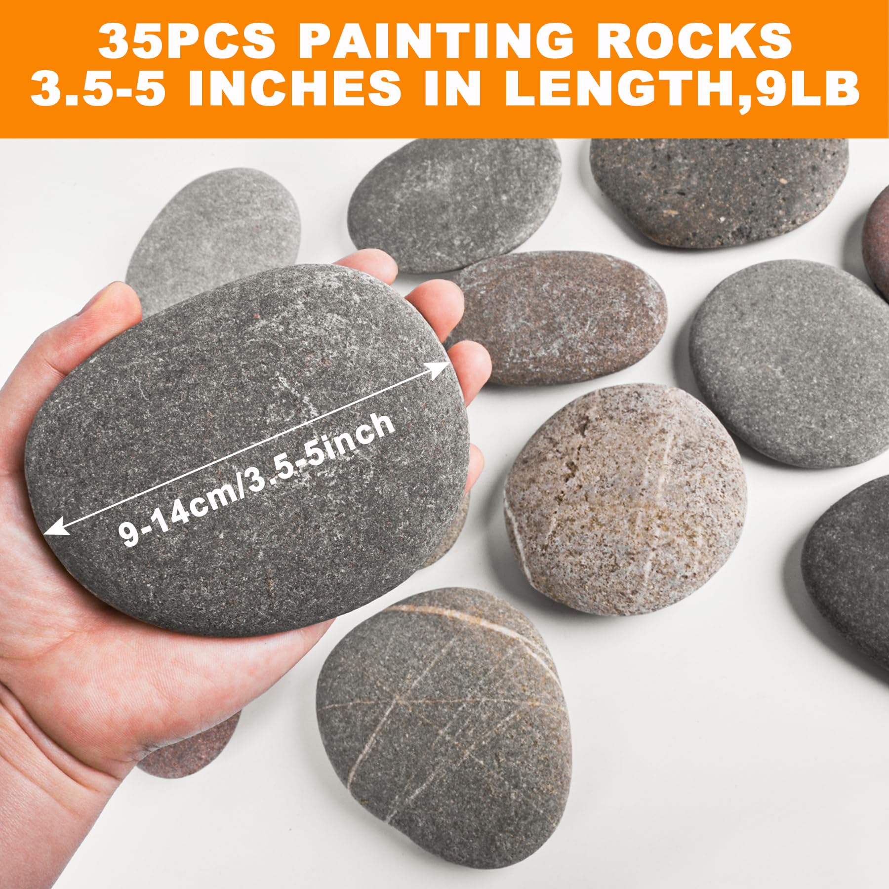 River Rocks for Painting 35 Pcs Large 3.5-5 Inch Flat Smooth Painting Stones Craft Rock to Paint for Kids Crafts Painting Bulk