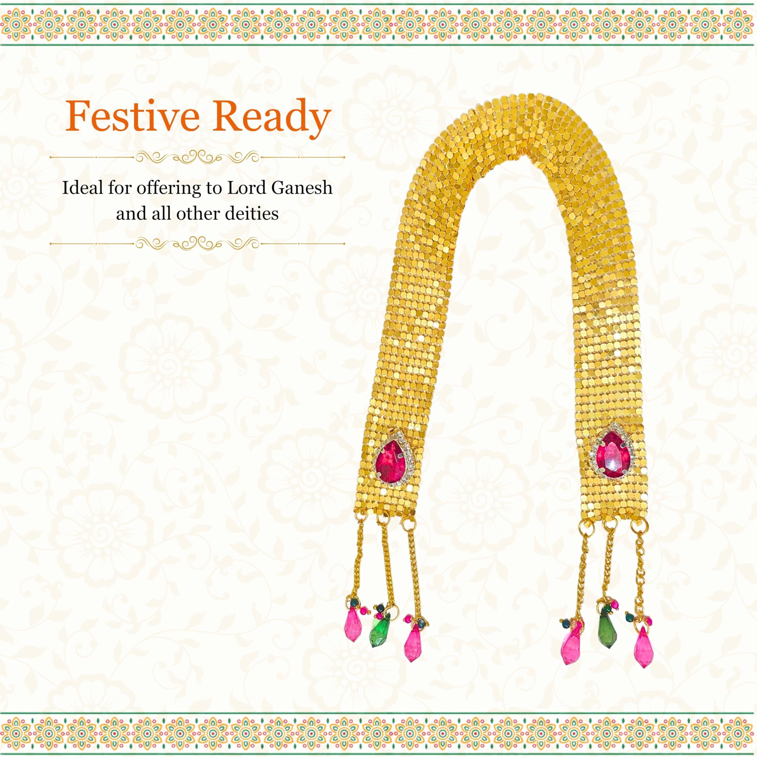 Punyatva Ganpati Shela In Metal(Gold)/ Gauri Ganpati Decoration Accessories/Ganpati Uparna/Shawl For Ganesh Idol/God Poshak