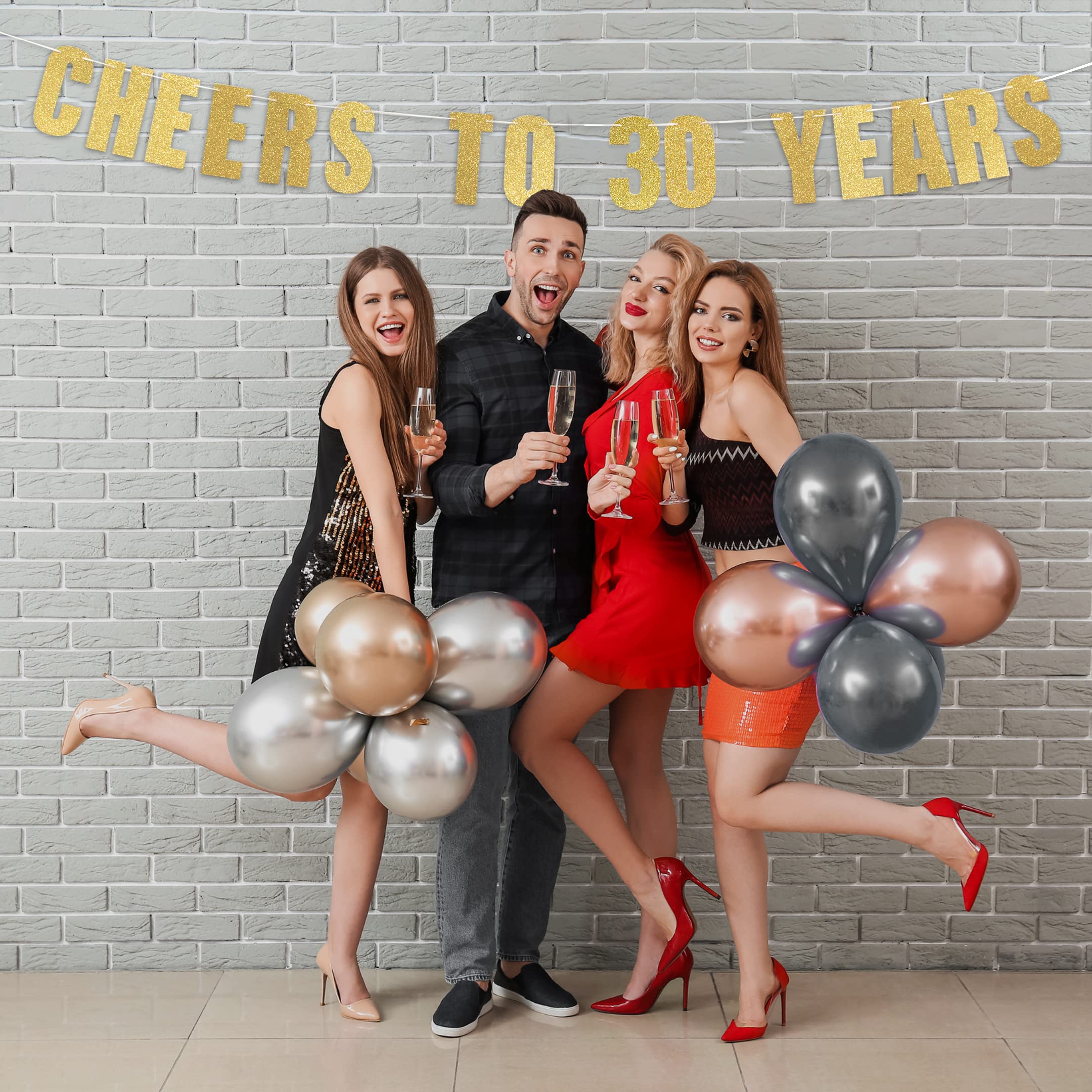 Pre-Strung Cheers To 30 Years Birthday Banner (Gold) - Dirty 30 Birthday Decorations For Him, 30Th Birthday Decor, 30Th Annivers
