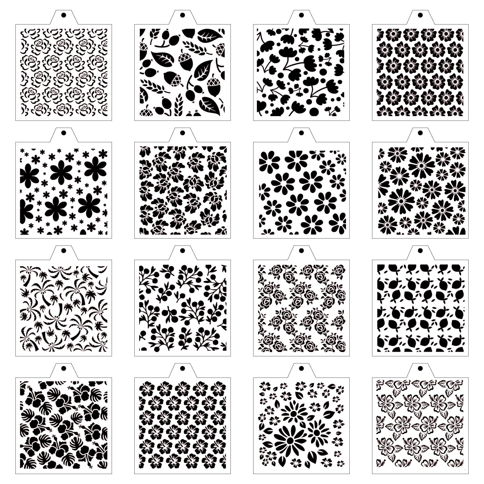 Stencil Genie 16 Pcs 5.5x5.5in Baking Stencils for Royal Icing, Airbrush; Sugar Cookies; Craft Painting